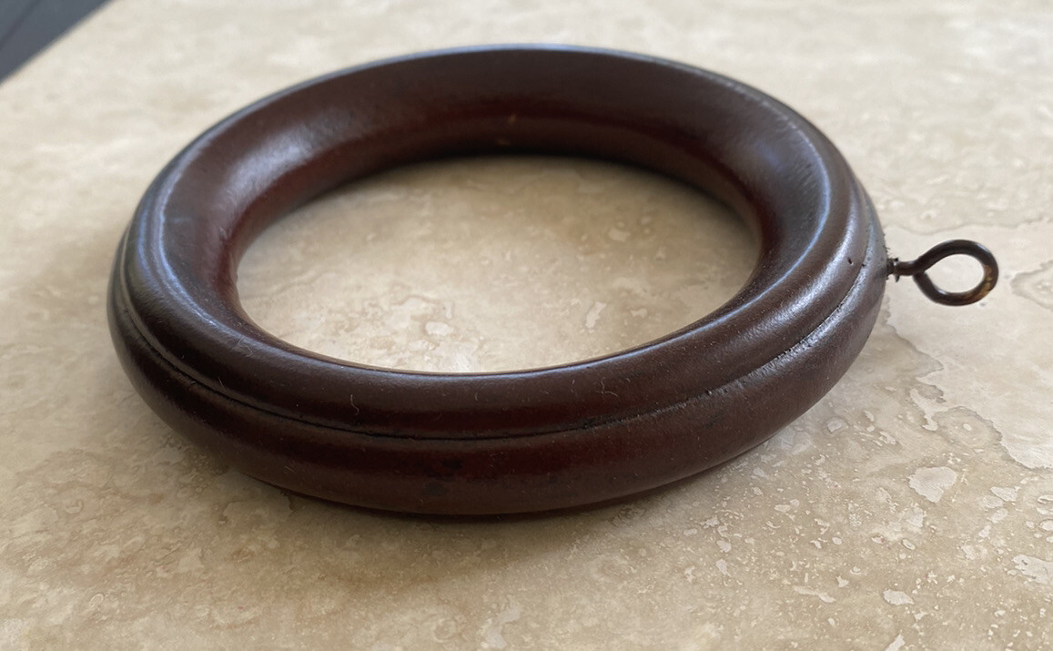 1 PACK OF TEN rings: Rings For 3” Wood Pole Rings for Window Drapes – Mahogany
