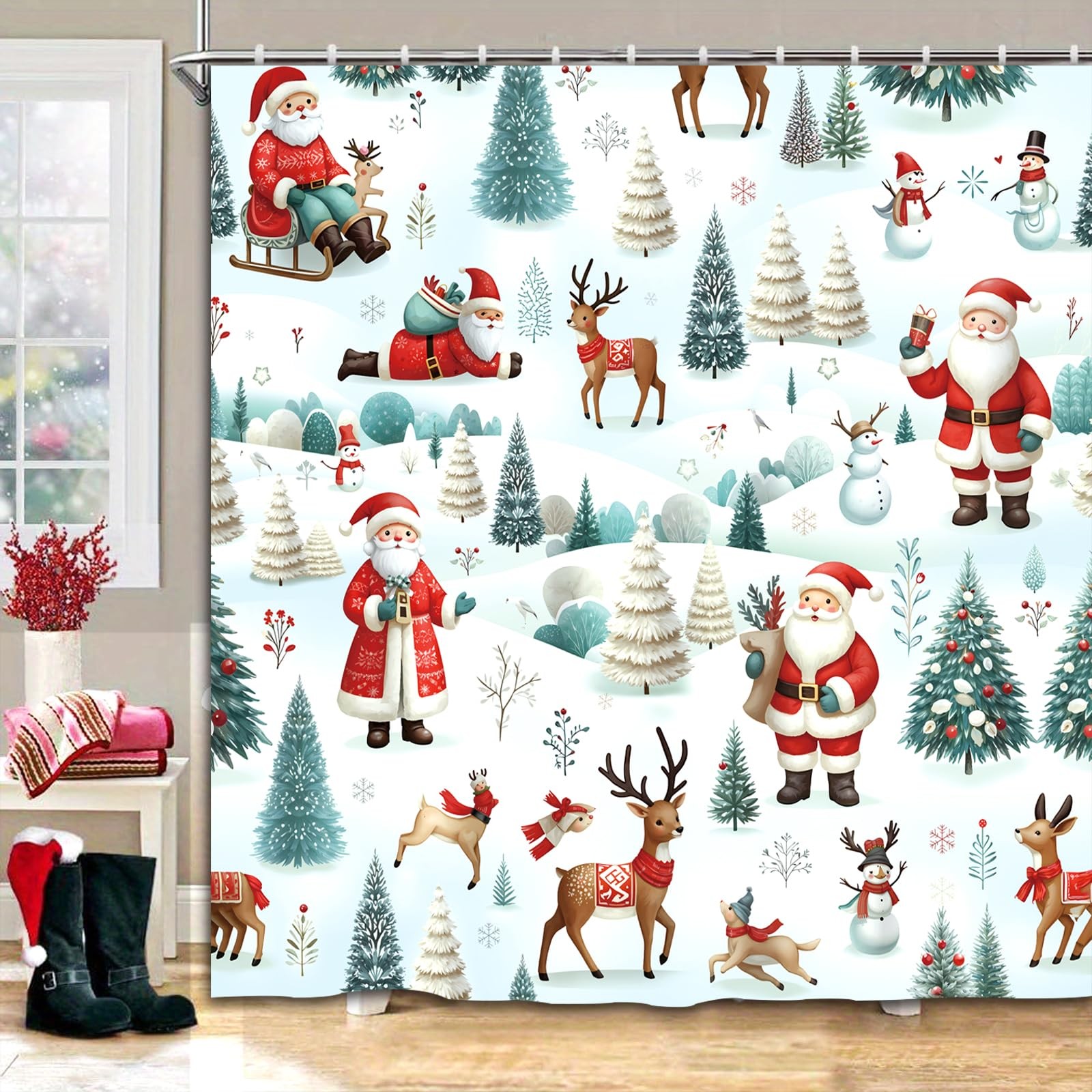 Dreamrflove Christmas Shower 72″W x 72″L (Pack of 1), Multicolor 3
