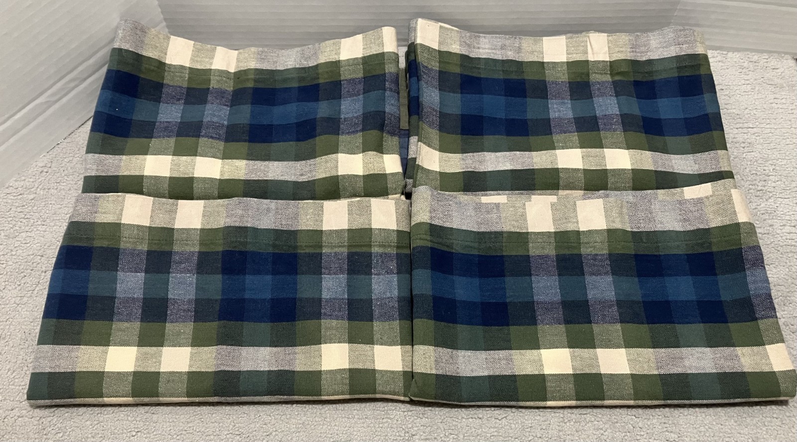 JCPenney Home Valance Bradley Stripe Plaid Valance Woven Cotton Blue Olive Green