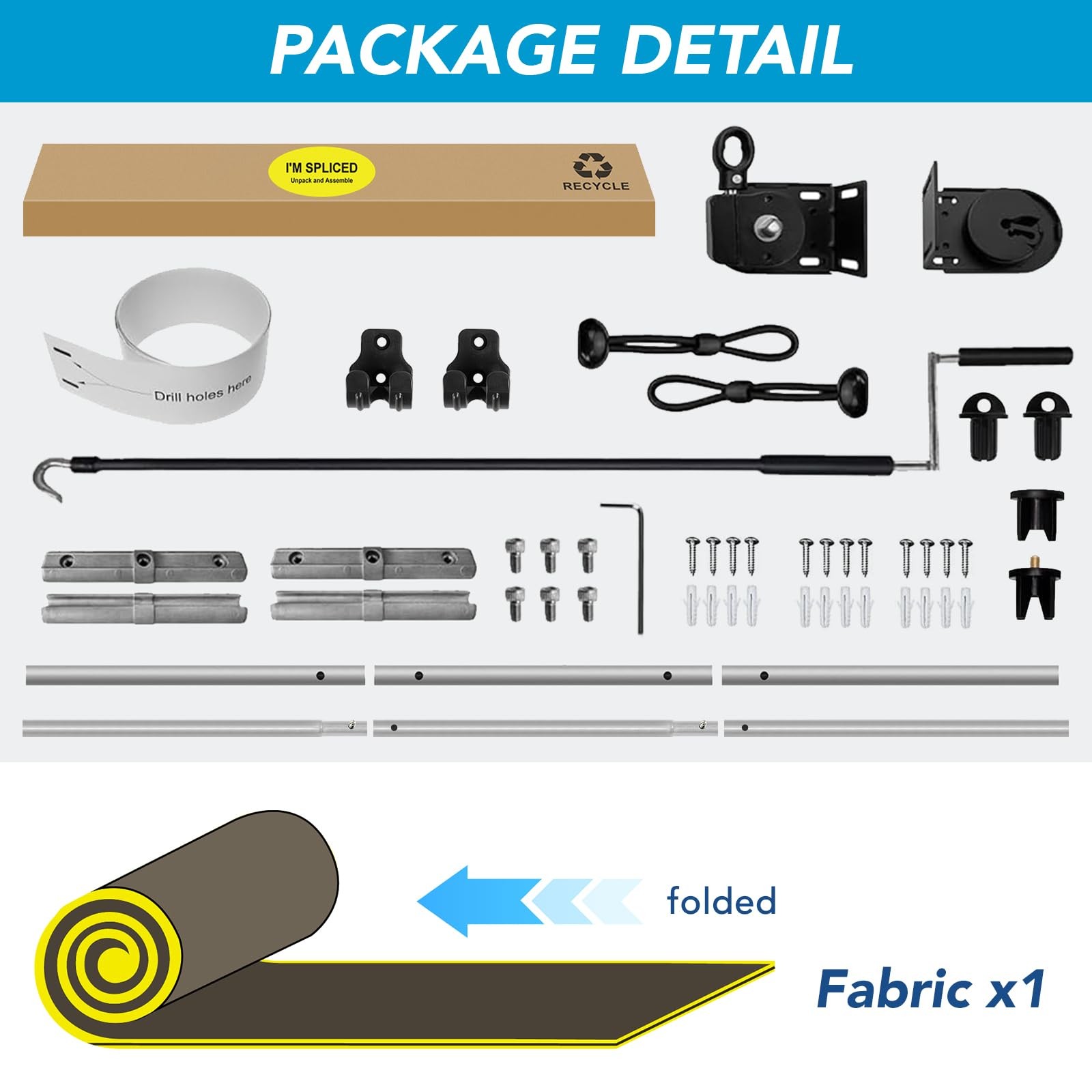 10′(W) x8′(H) Light Grey Outdoor Roller Shade for Patio
