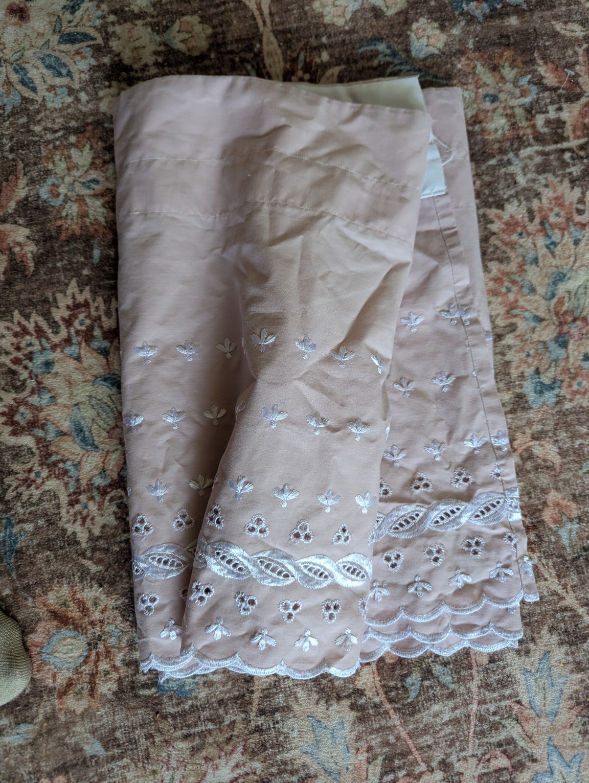 Handmade Pink Curtain with Eyelet Trim, Rectangular Bedroom Decor