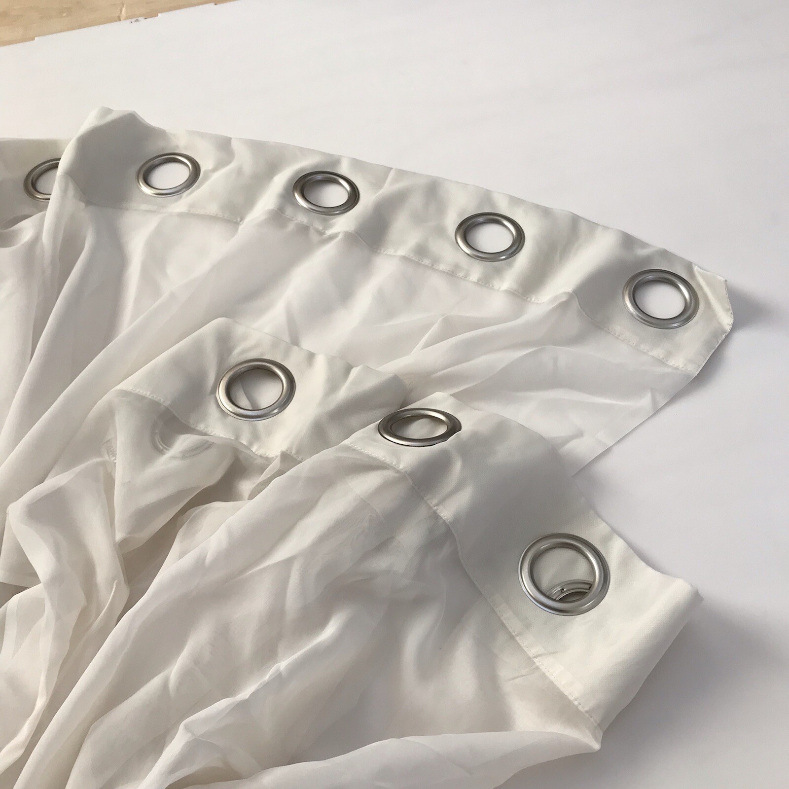 2 Cream Sheer Panel Martha Stewart Curtain Drapes Window Grommet 49×83” Eyelet