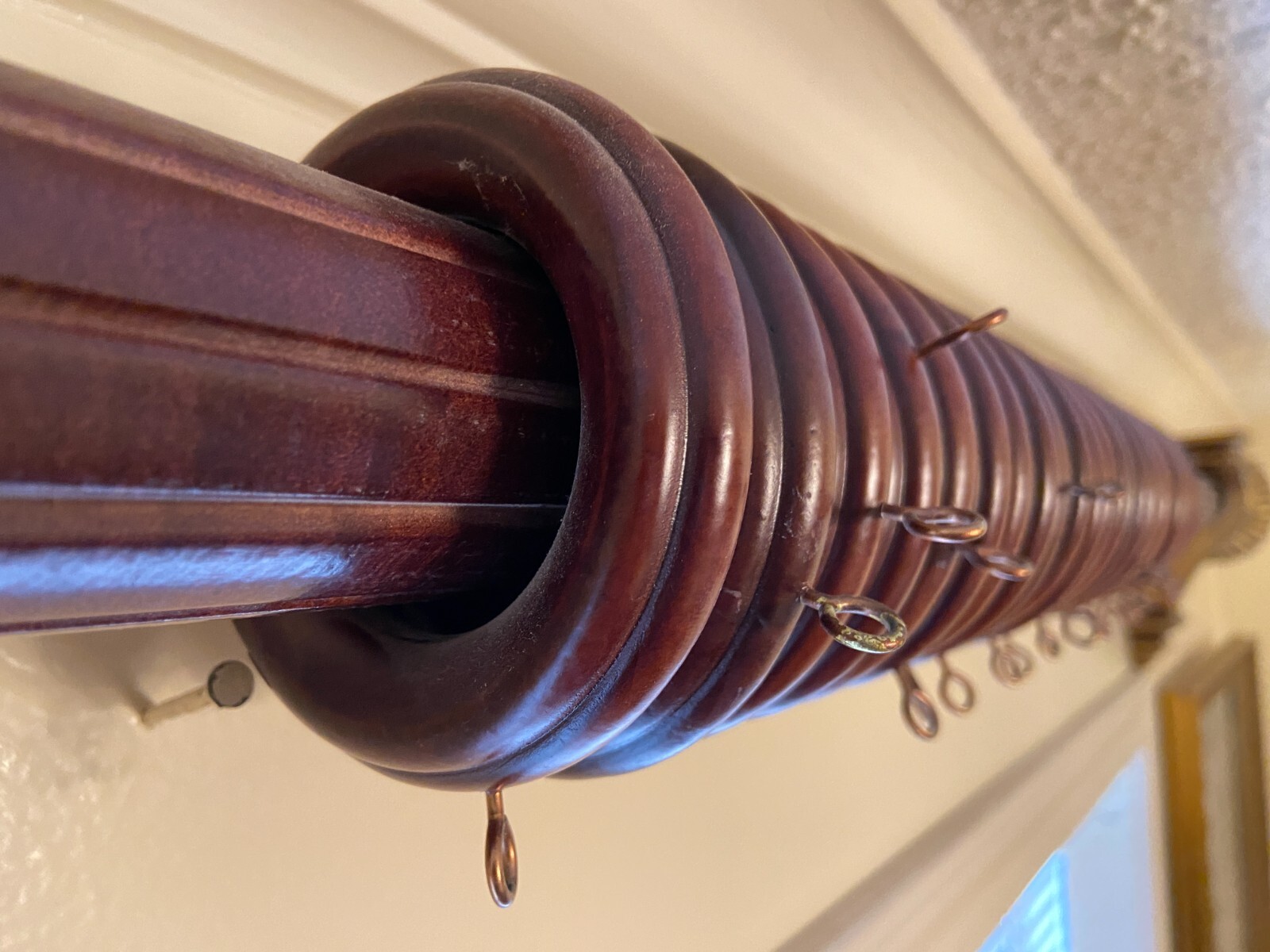 Wooden Drapery Ring Eyelet Hook Reddish Brown Set of 24 (2.25-3.75)
