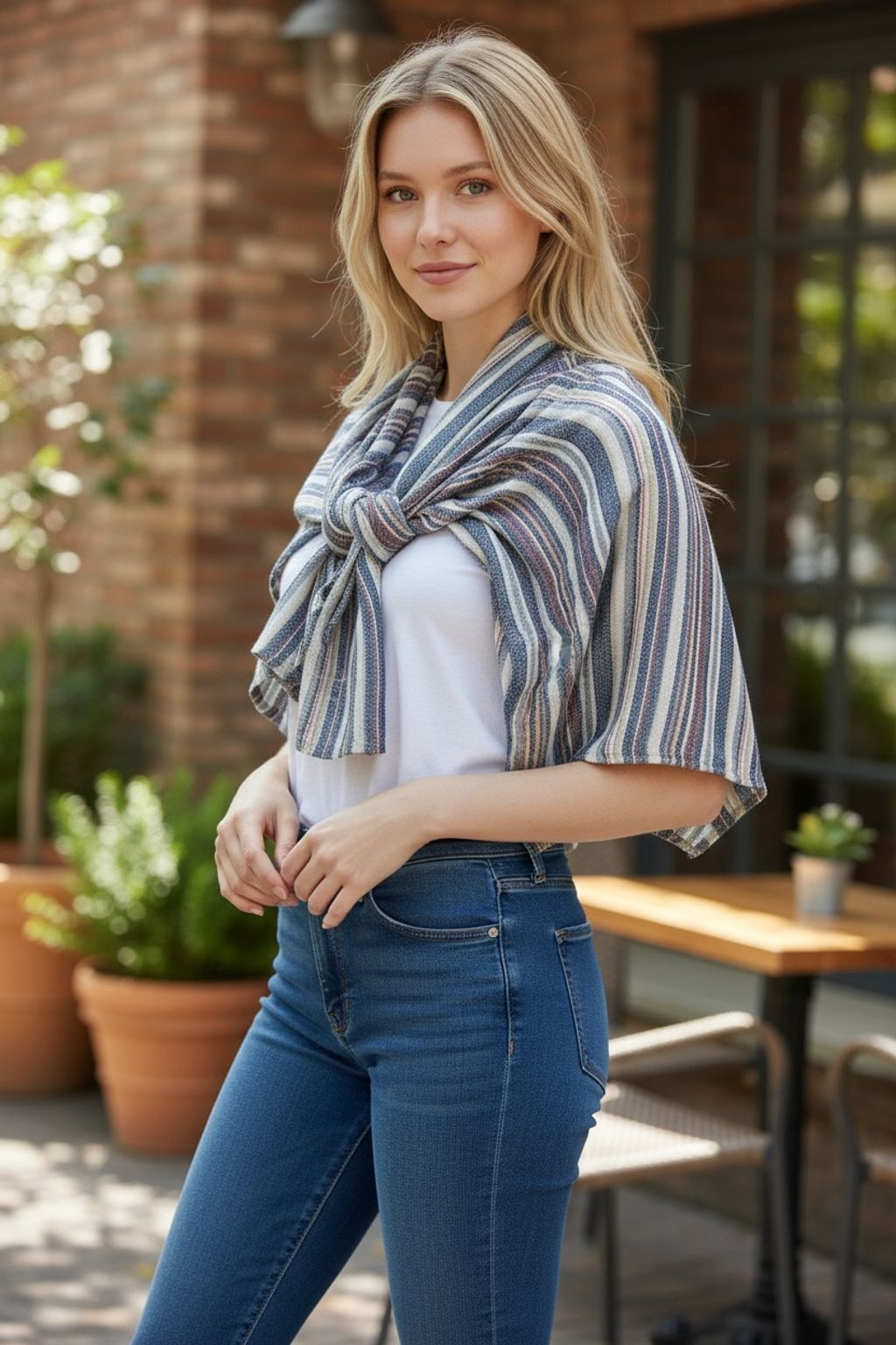 Bayberry Road Women’s Striped Rectangle Scarf Multicolor Fall Accessory wrap