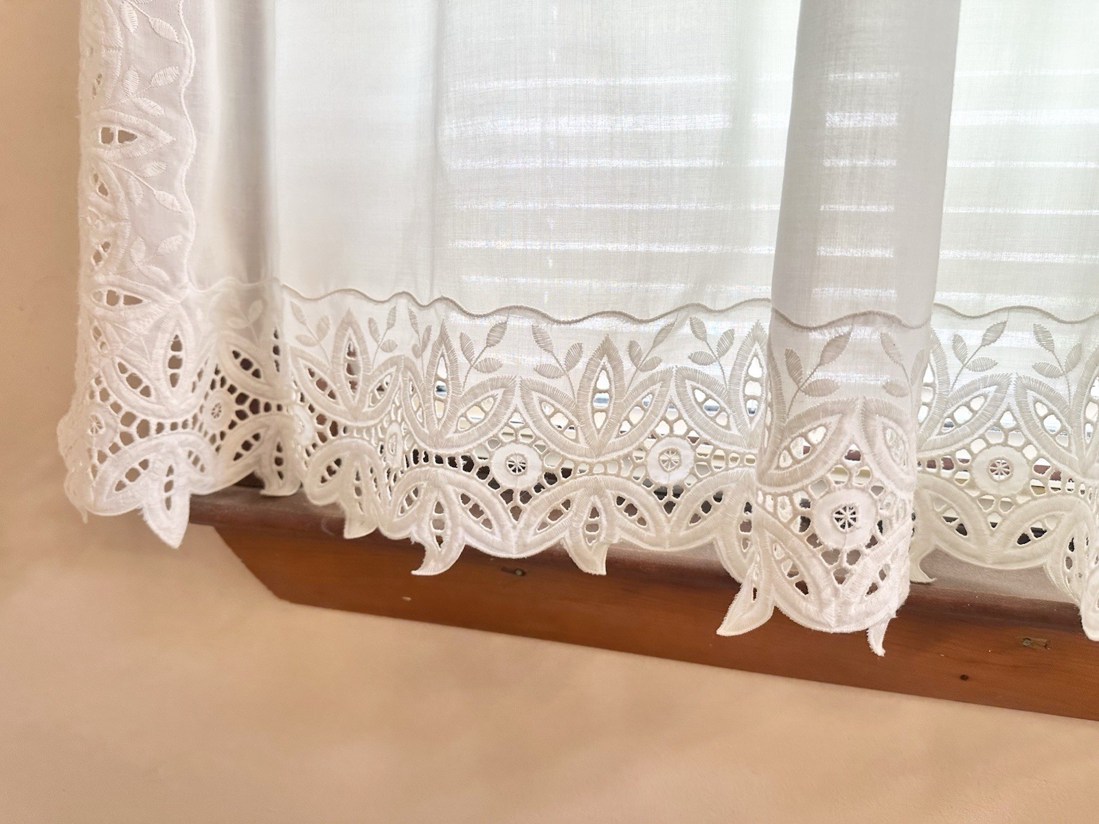 2 White 39″x39″ Custom Eyelet Trim Rod Window Treatment Curtain Drapes