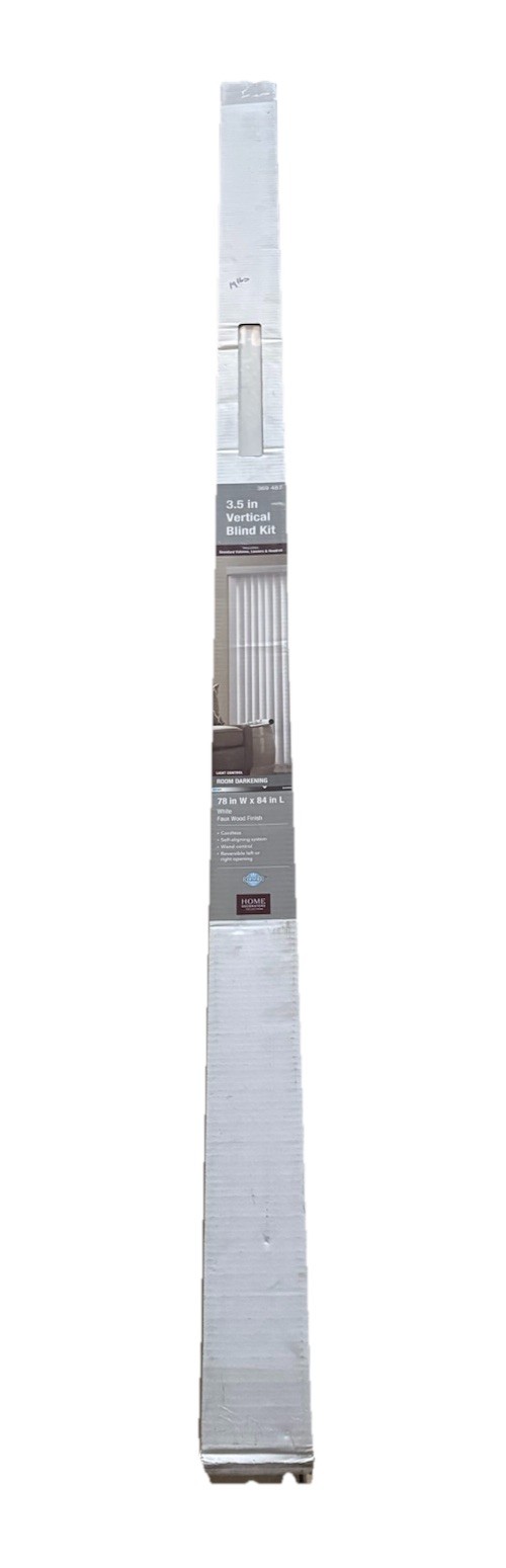 White Room Darkening 3.5 in. Vertical Blind Kit for Sliding Door or Window – 78”