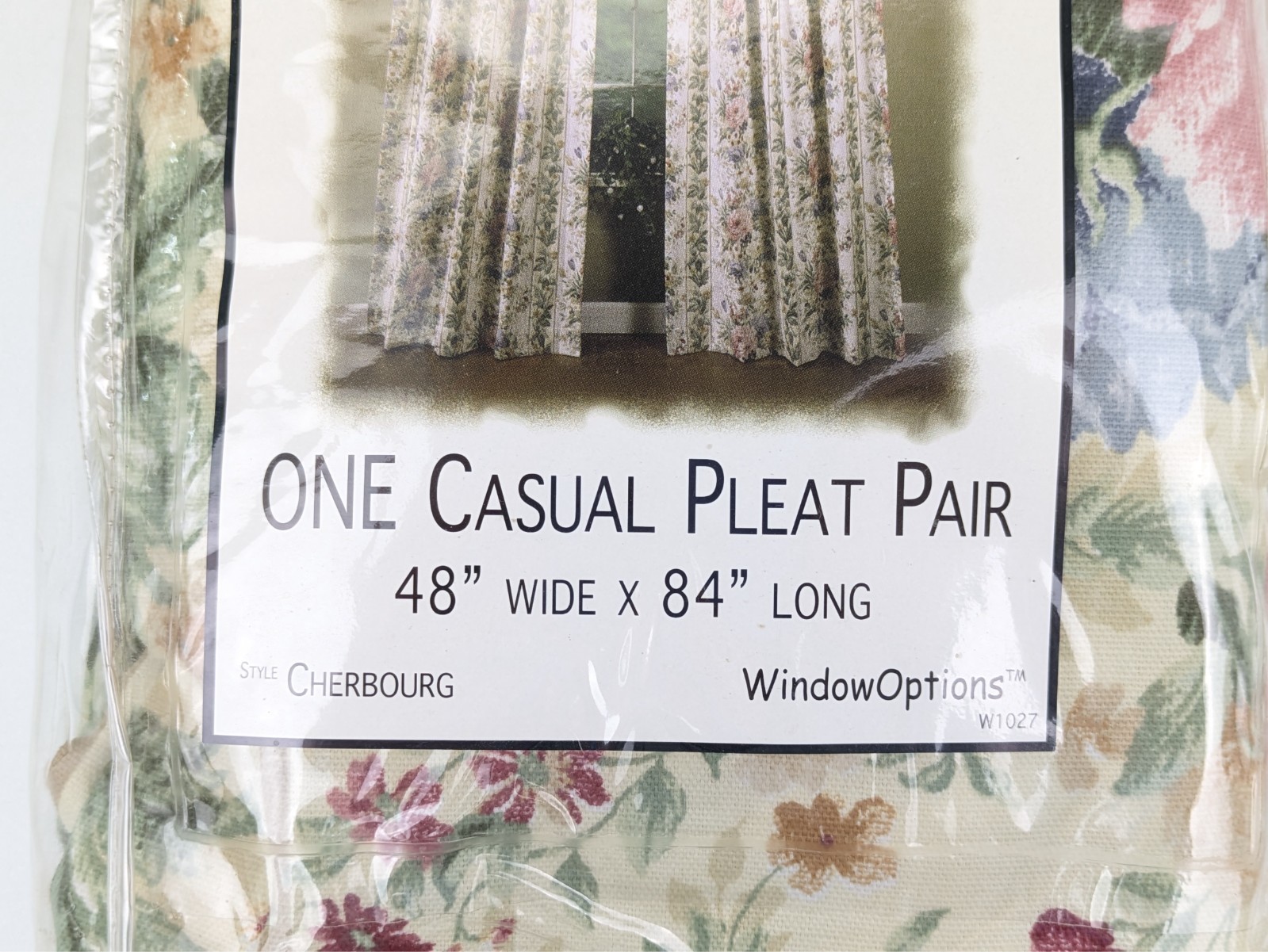 WindowOptions Casual Pleat Pair Cherbourg Pattern 48″x84″ Curtains Floral NOS