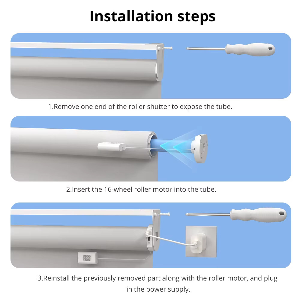 Matter WiFi Smart Roller Shade Blinds Motor Plug-In for 17 25 28mm Tube Alexa Ho