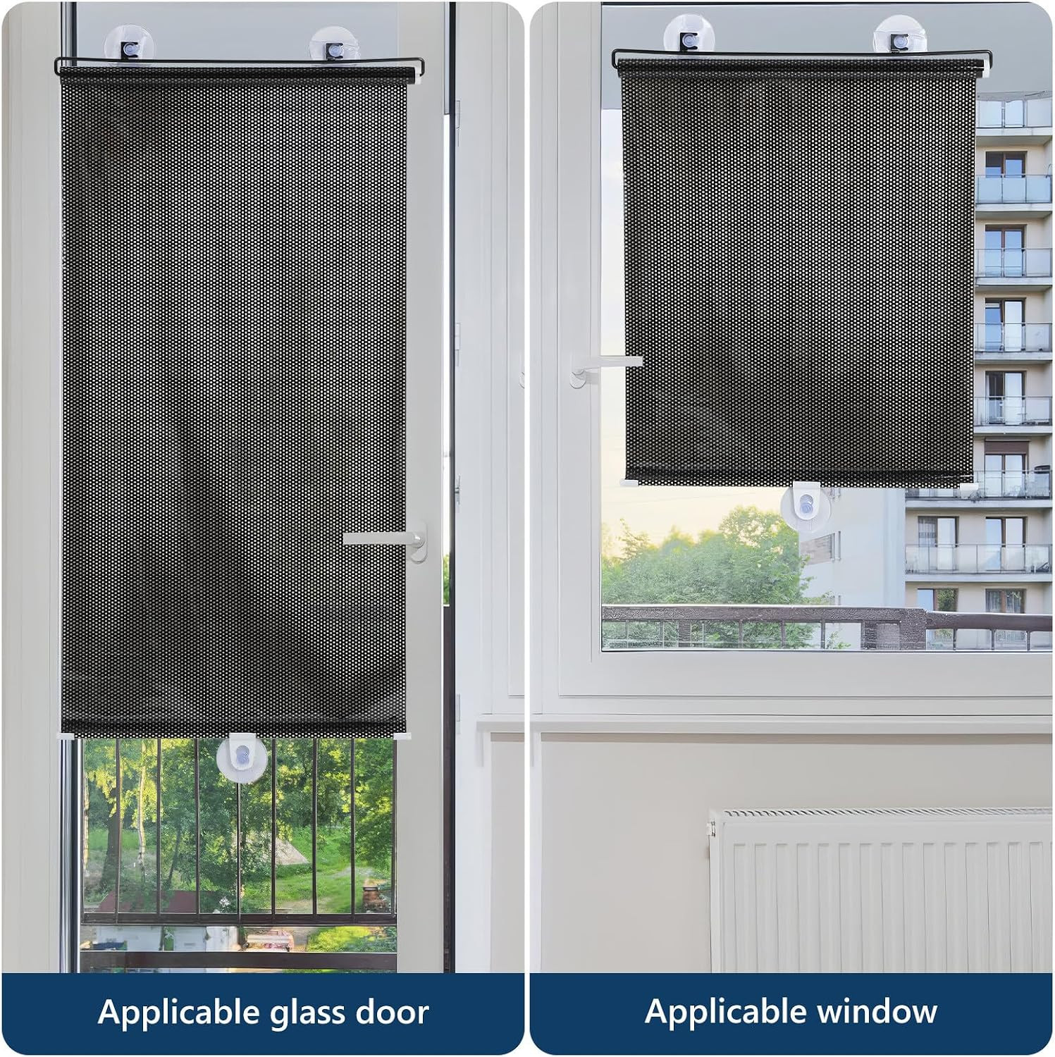 No Drill Light Filtering Blinds, Blackout Blind Curtains with Suction Cups – PVC