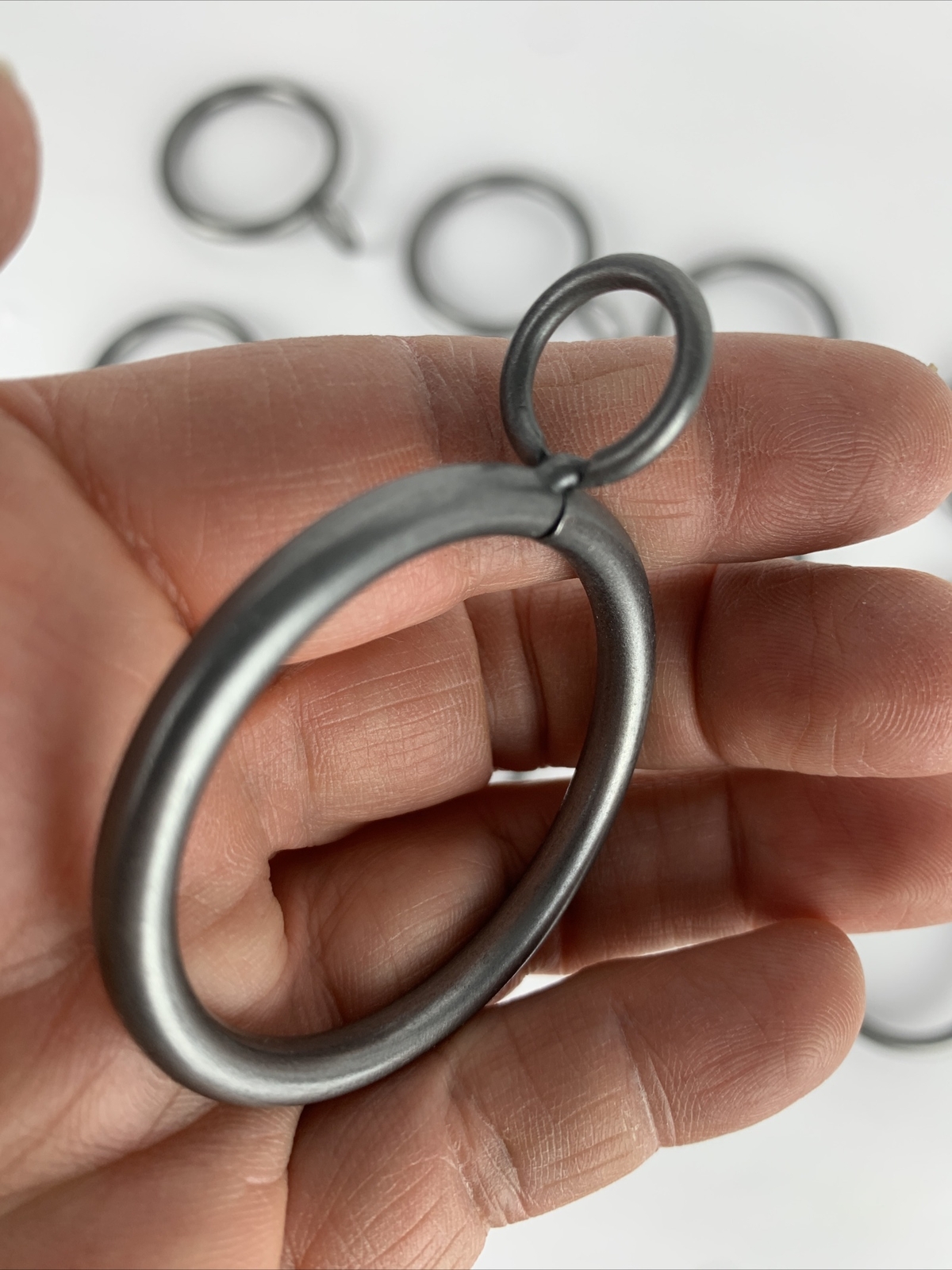 Lot of 12 Drapery Curtain Rings metal pewter finish for 1 1/4″ rod