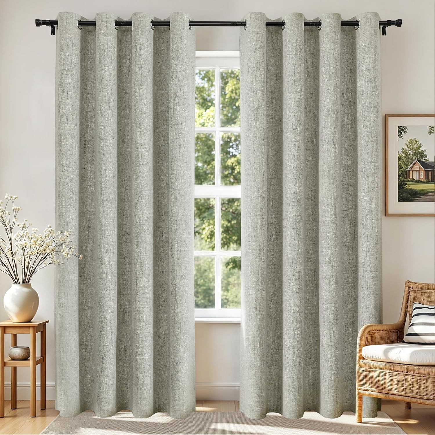 Joydeco Blackout Curtains 63 Inches Long 2 Panels Burg, Room Darkening Curtains