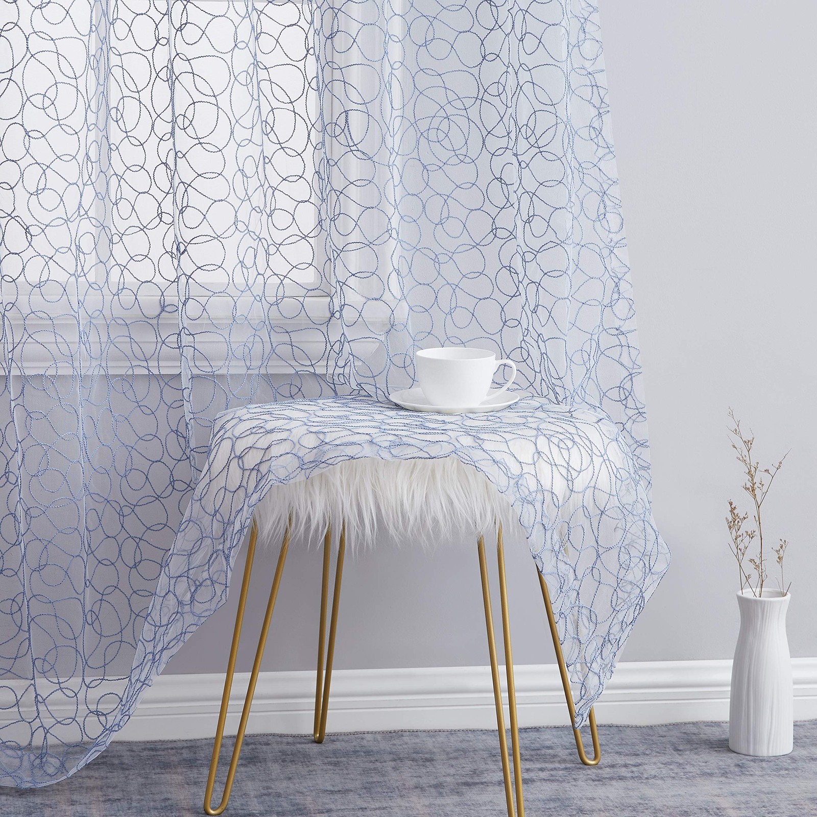 Hlc.Me Audrey Embroidered Premium Soft Decorative Sheer Voile Light Filtering