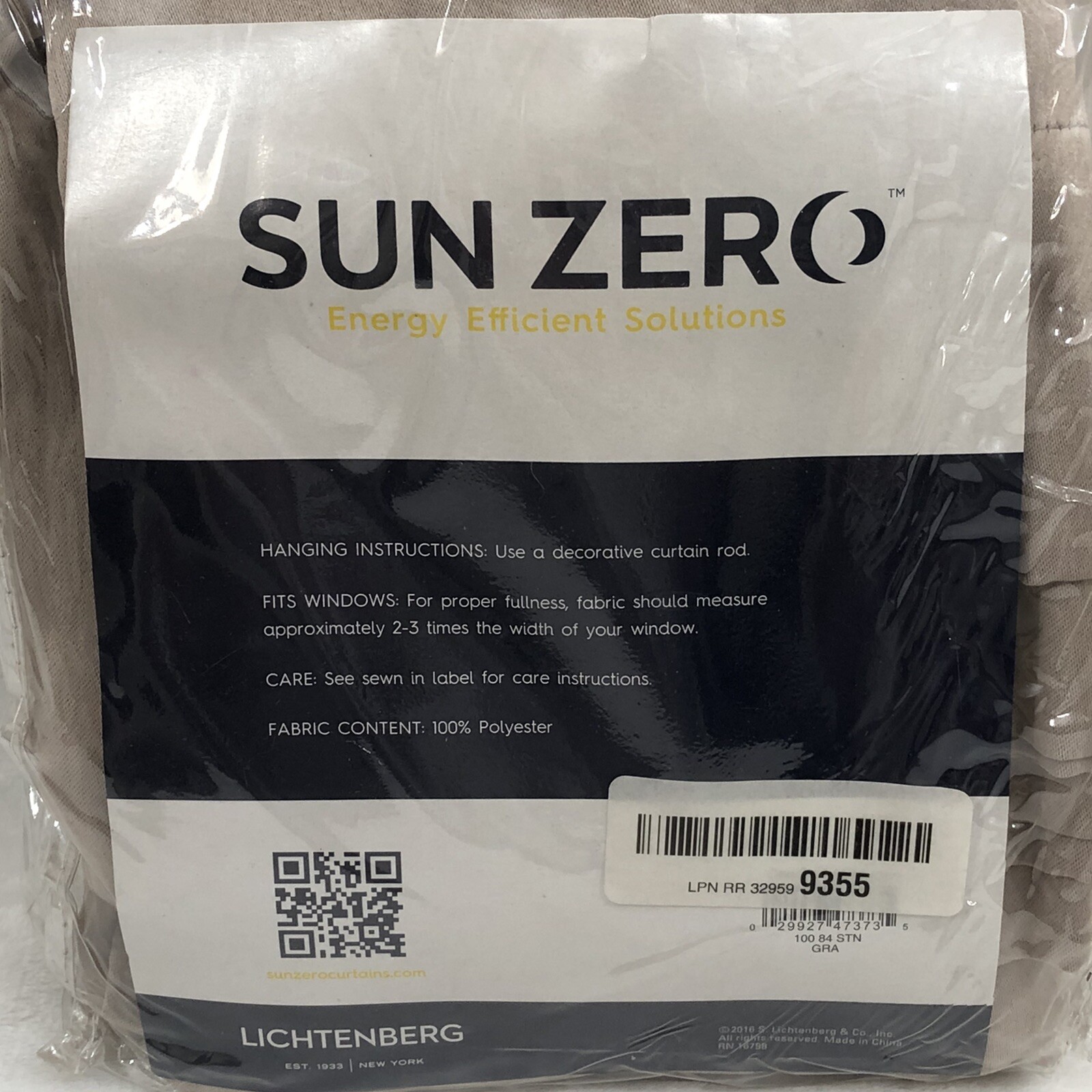 Lichtenburg Sun Zero Blackout Rod Pocket Curtain 100″ x 84″ Gray Beige One Panel