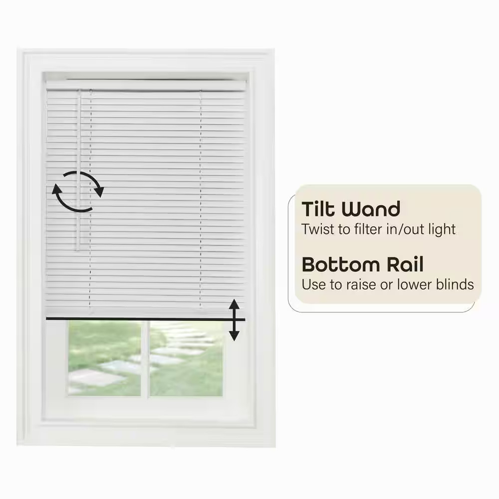 Cordless Window Blinds Mini Blinds 1″ Black White Alabaster Wood Vinyl Blind