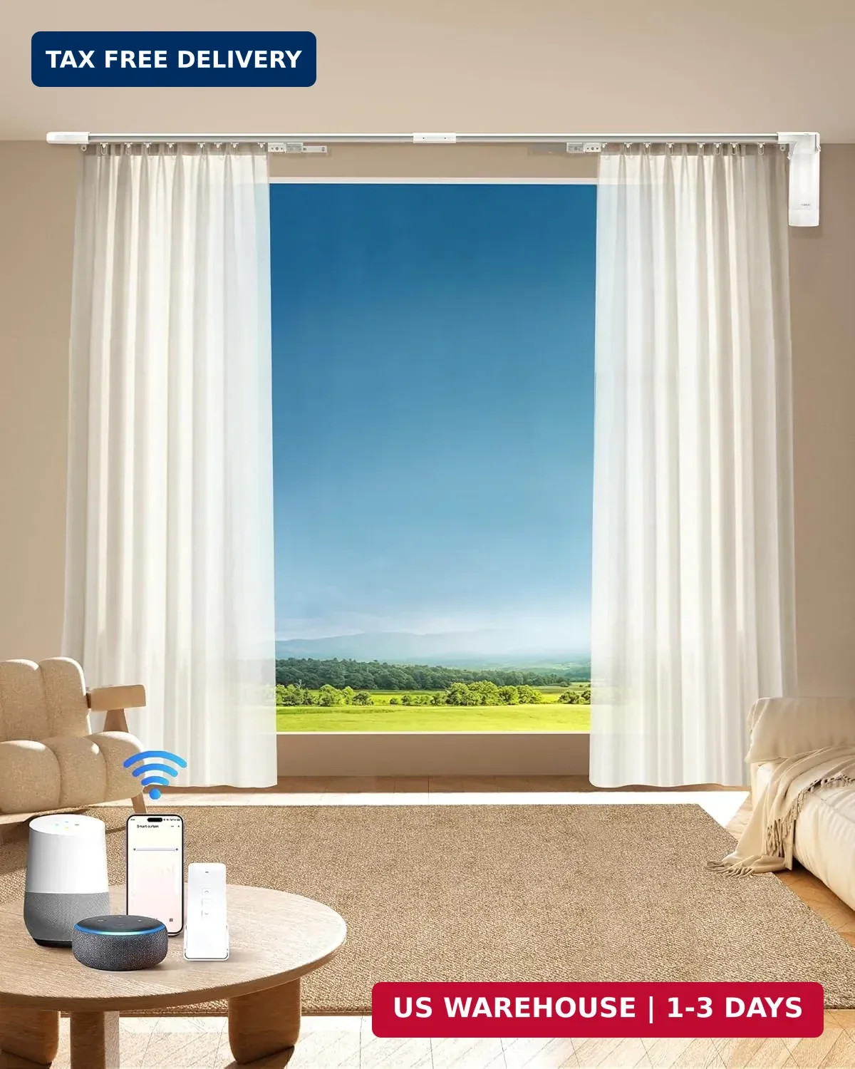 Smart Curtains System, Electric Curtain Track with Automated Rail, Motorized Cur