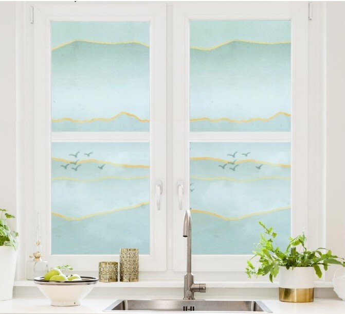 Privacy Window Film ~ Frosted Window Sticker ~ 17.7″ x 78.7″ ~ MARBLE LANDSCAPE