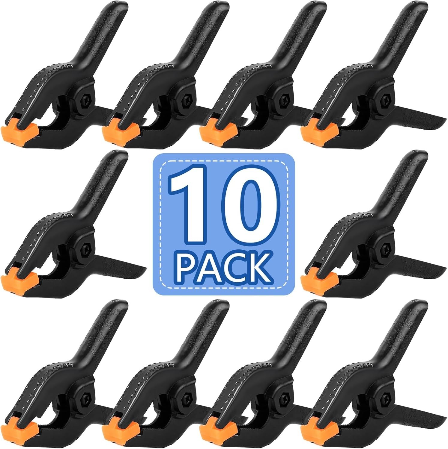 10 Pack 6 inch Plastic Spring Clamps, Black Heavy Duty Clips, Backdrop Clips,…