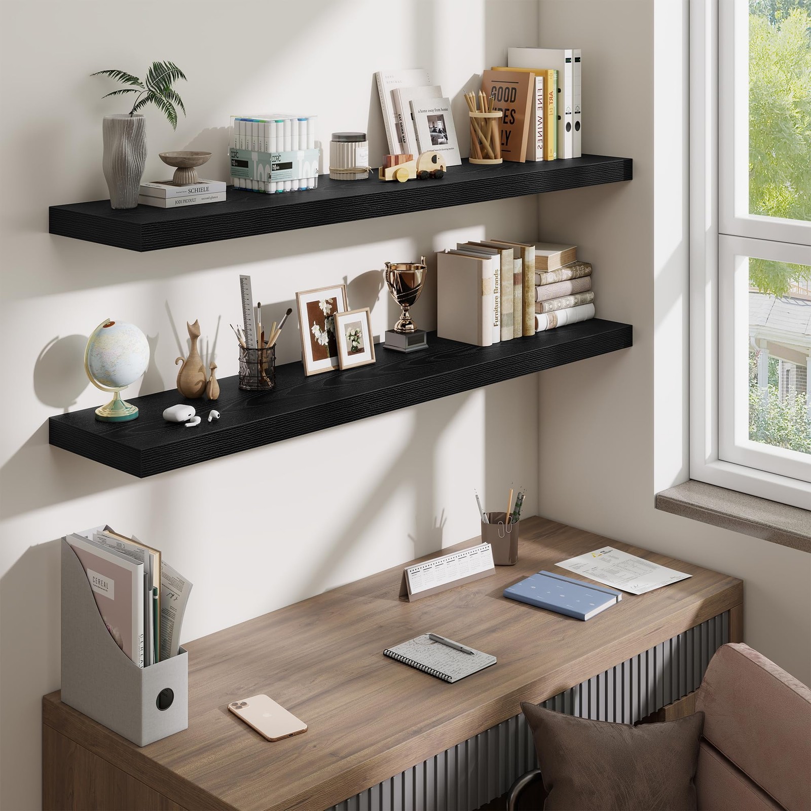 Fun Memories 55 Inch Fireplace Mantel Shelf, 10 Inch Deep Shelves for Display…