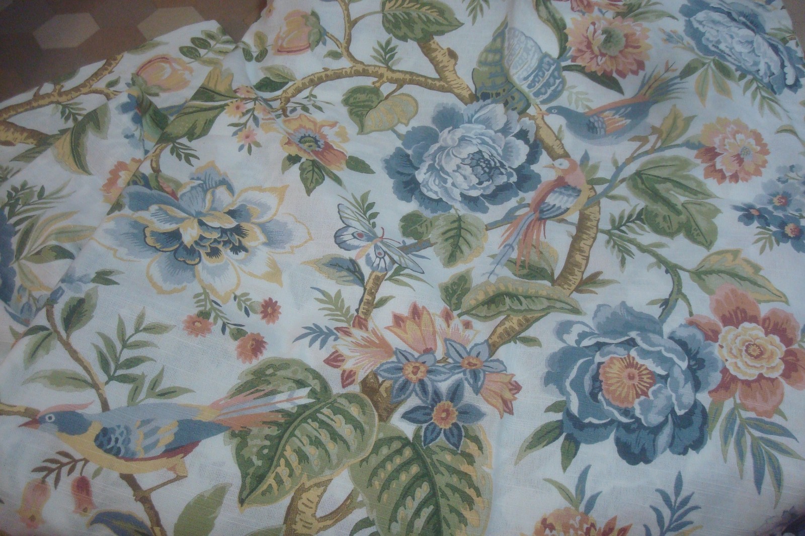 NWT Curated Kravet 2 pc Window Curtains Tree of Life Floral Birds Cotton 84″ lg
