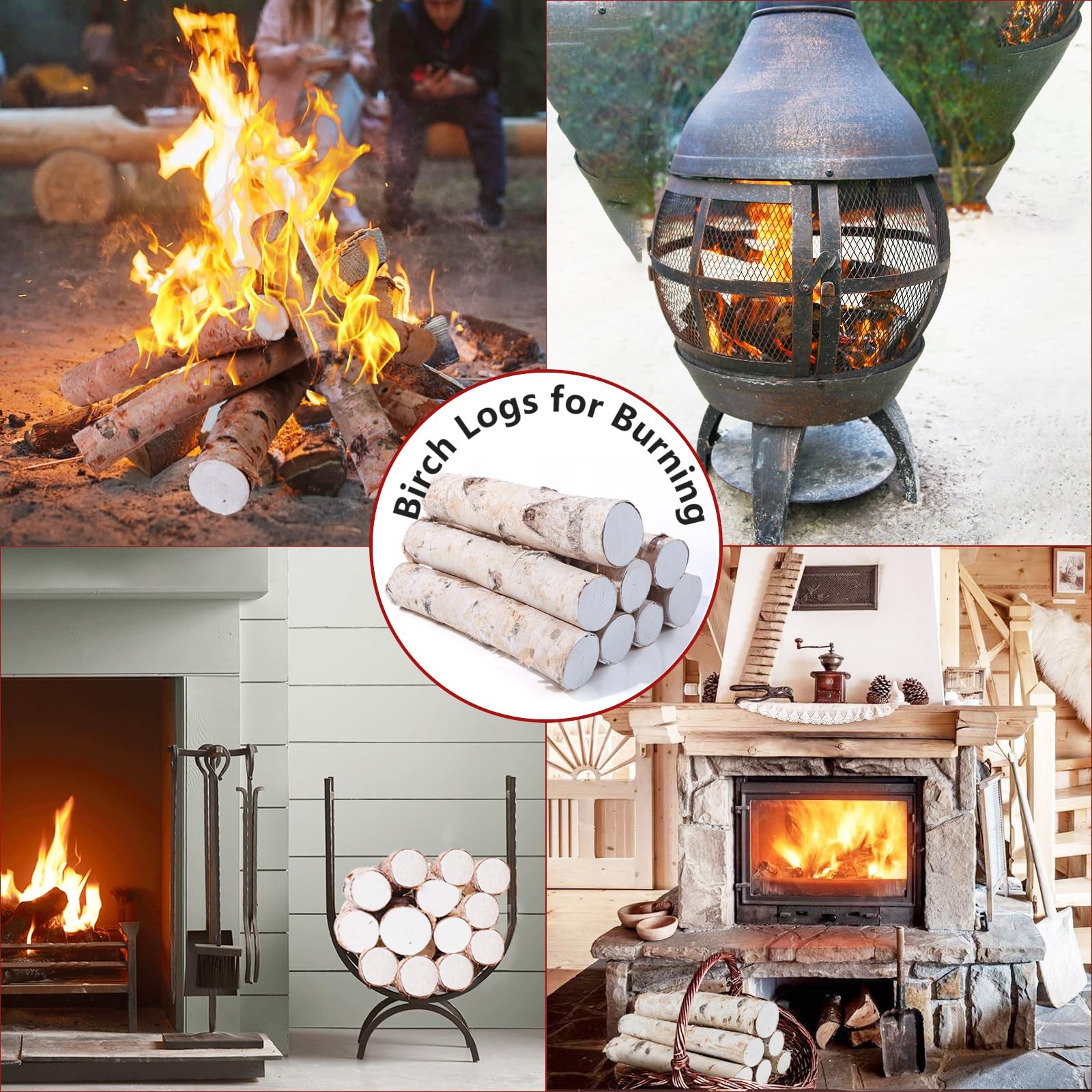 8 Pack Birch Logs for Fireplace Decor Crafts Versatile Unfinished Wood Gas Fi…