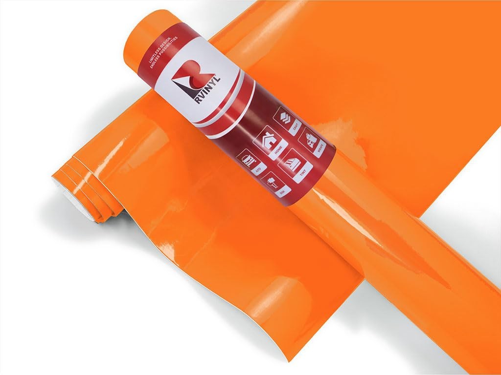 Rvinyl 3M 2080 Series G54 Gloss Bright Orange Dual Cast Thick Vinyl Car