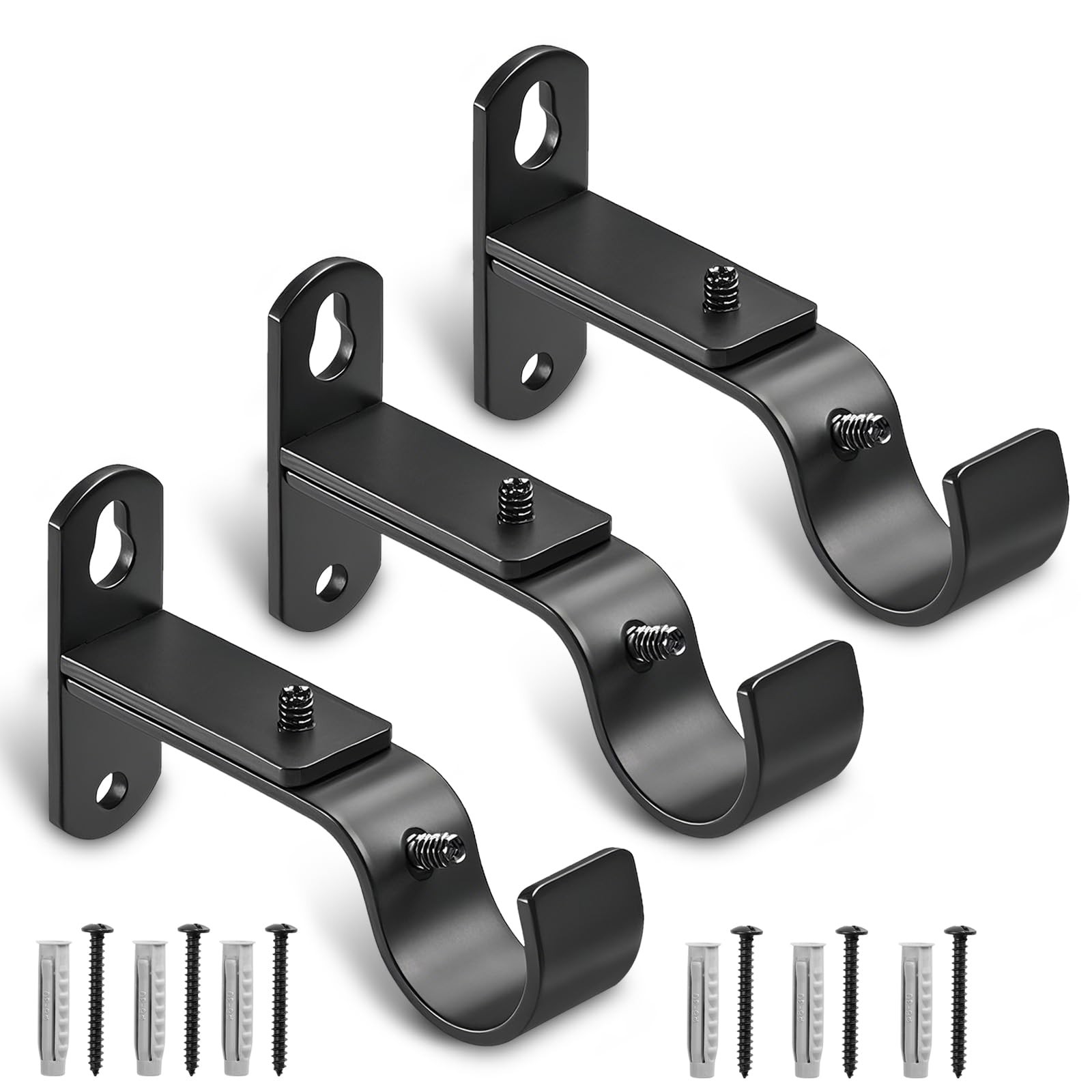 Adjustable Curtain Rod Brackets, Metal Window Drapery Rod Hanger Holders Hook…