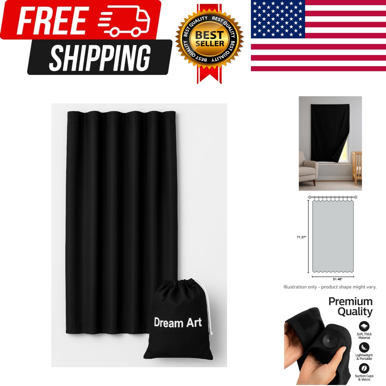 Anywhere Portable Blackout Curtain/Adjustable Blackout Shades/Temporary Black…