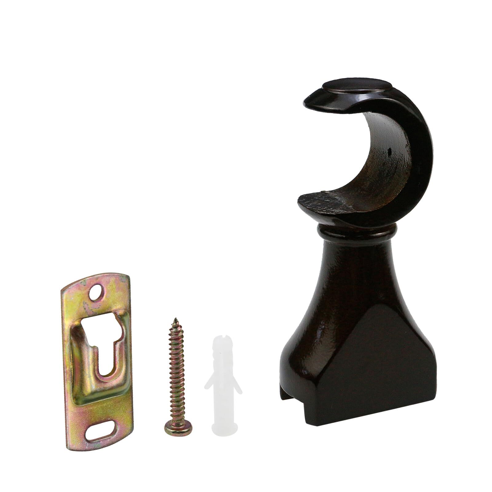 2PCS Dark Brown Solid Wood Curtain Rod Bracket 35mm/1.37in Heavy Duty 1-2/5″
