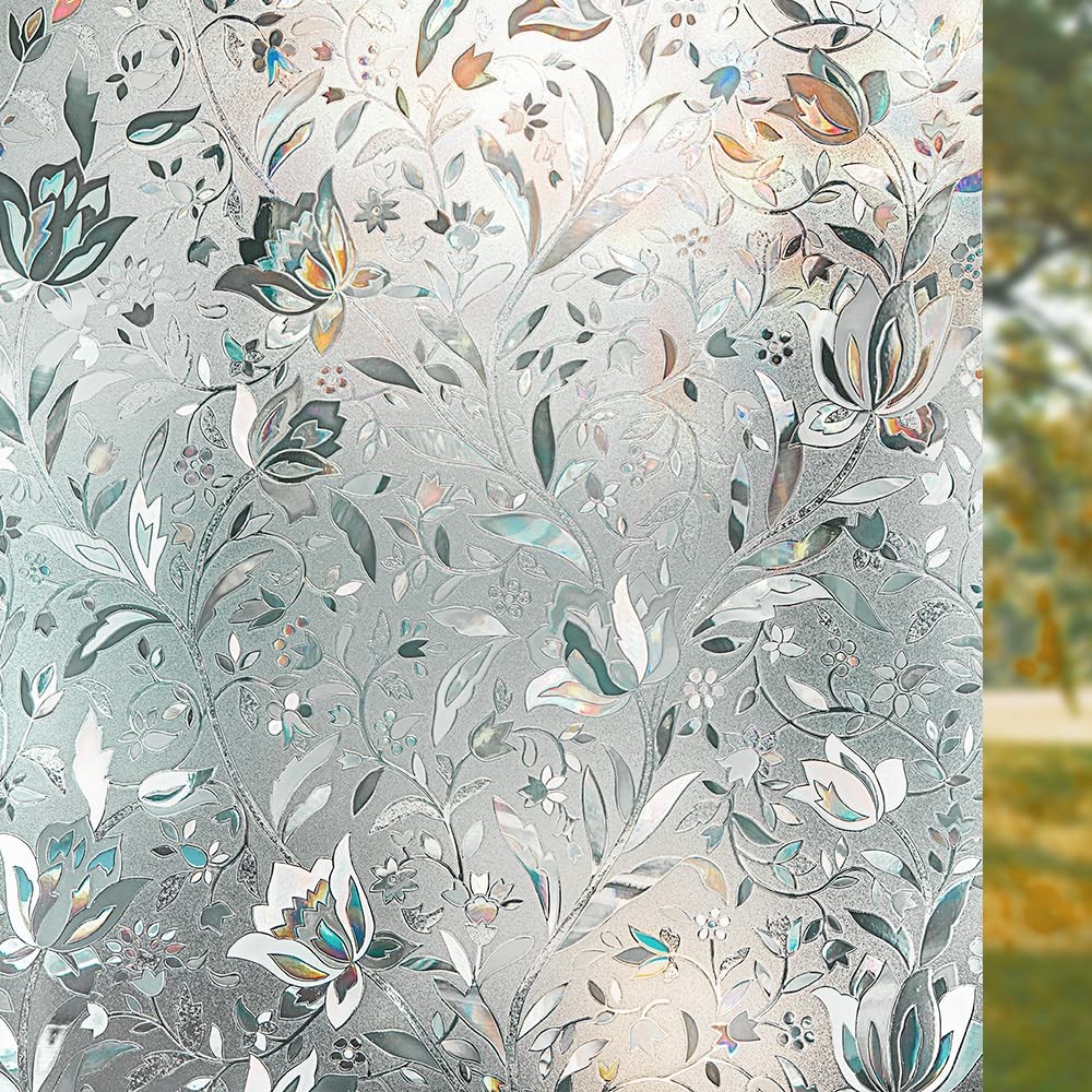 Window Privacy Film, Frosted Removable Glass Covering 17.5″ x 78.7″, White