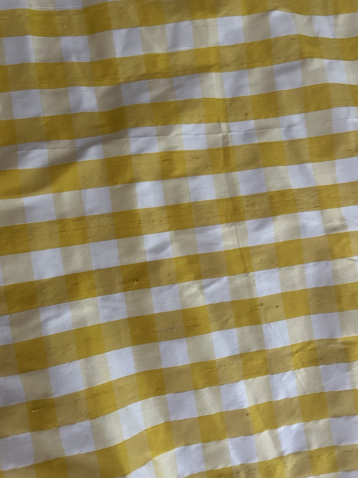 Pair Decorator Custom Made Striped Check Silk Taffeta Tassel Trim Lined