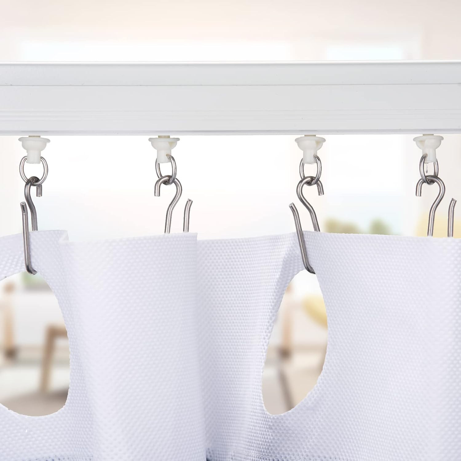 60 Pcs Curtain Track Gliders Hooks, Ceiling Curtain Track, Pack of 30 Pieces Hoo