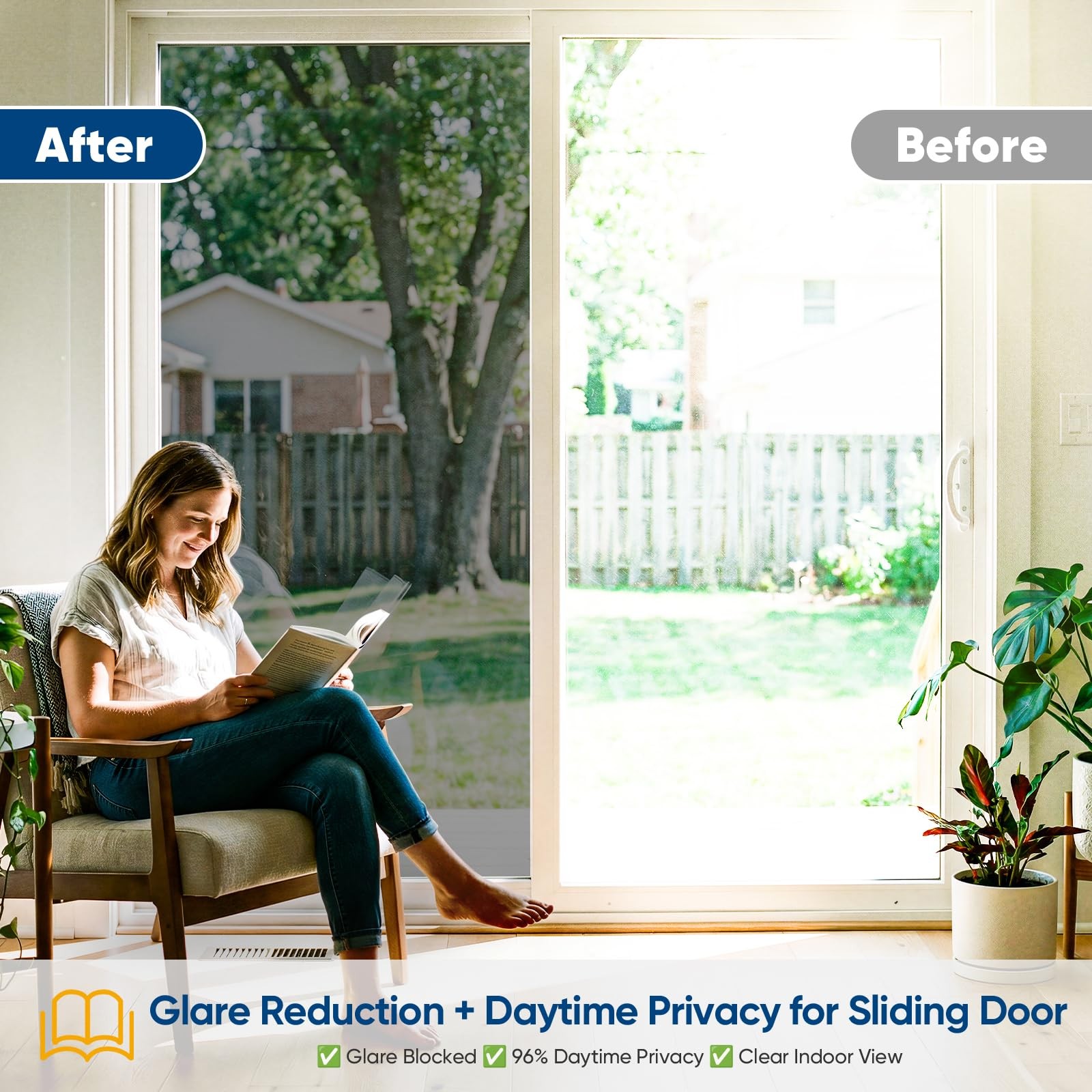 SUNBABY Window Tint for Home One Way Privacy Film Heat & UV Blocking Static