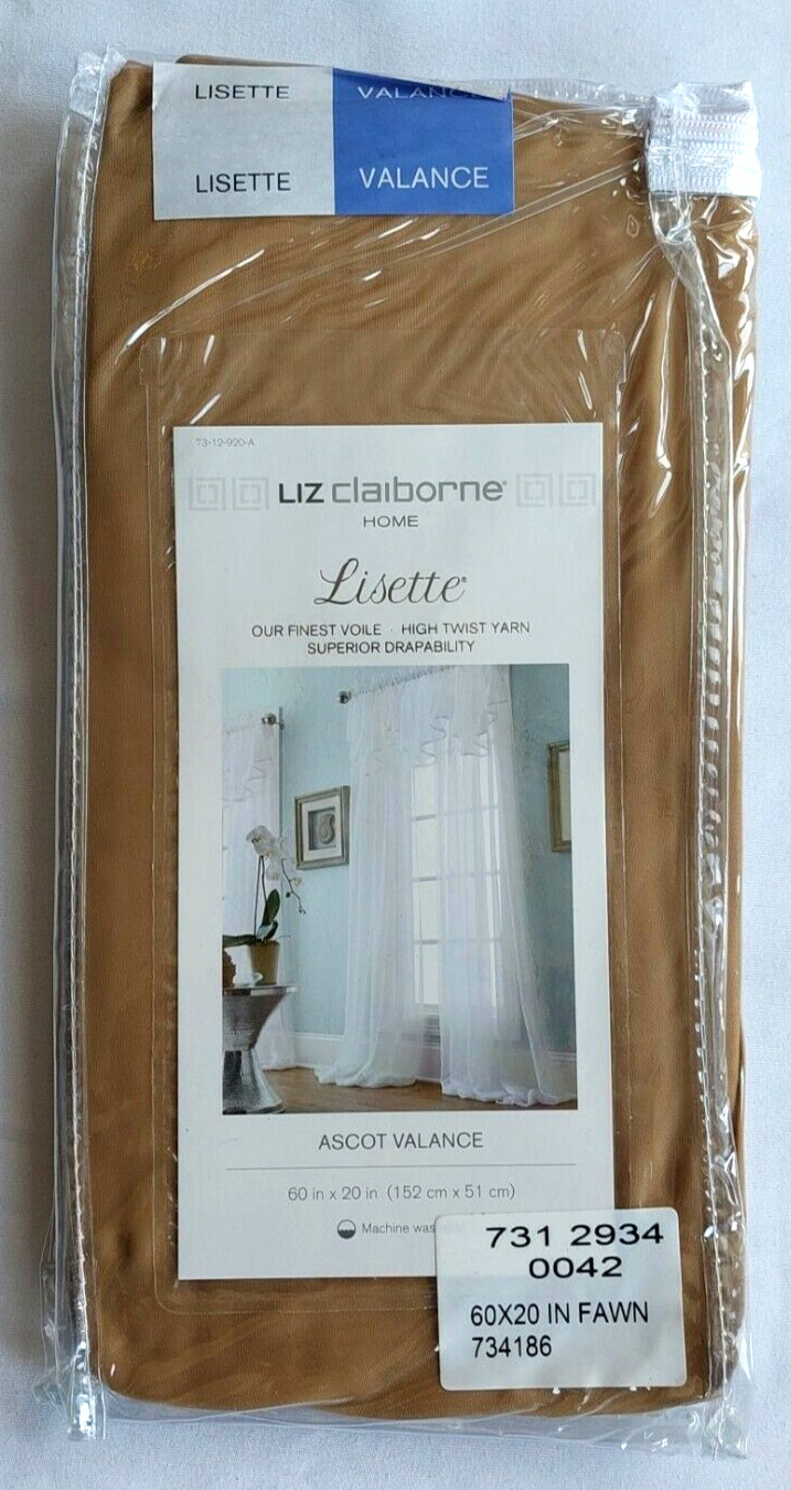 Liz Claiborne Home Fawn Lisette Voile Rod-Pocket Ascot Valance 60 x 20 in.