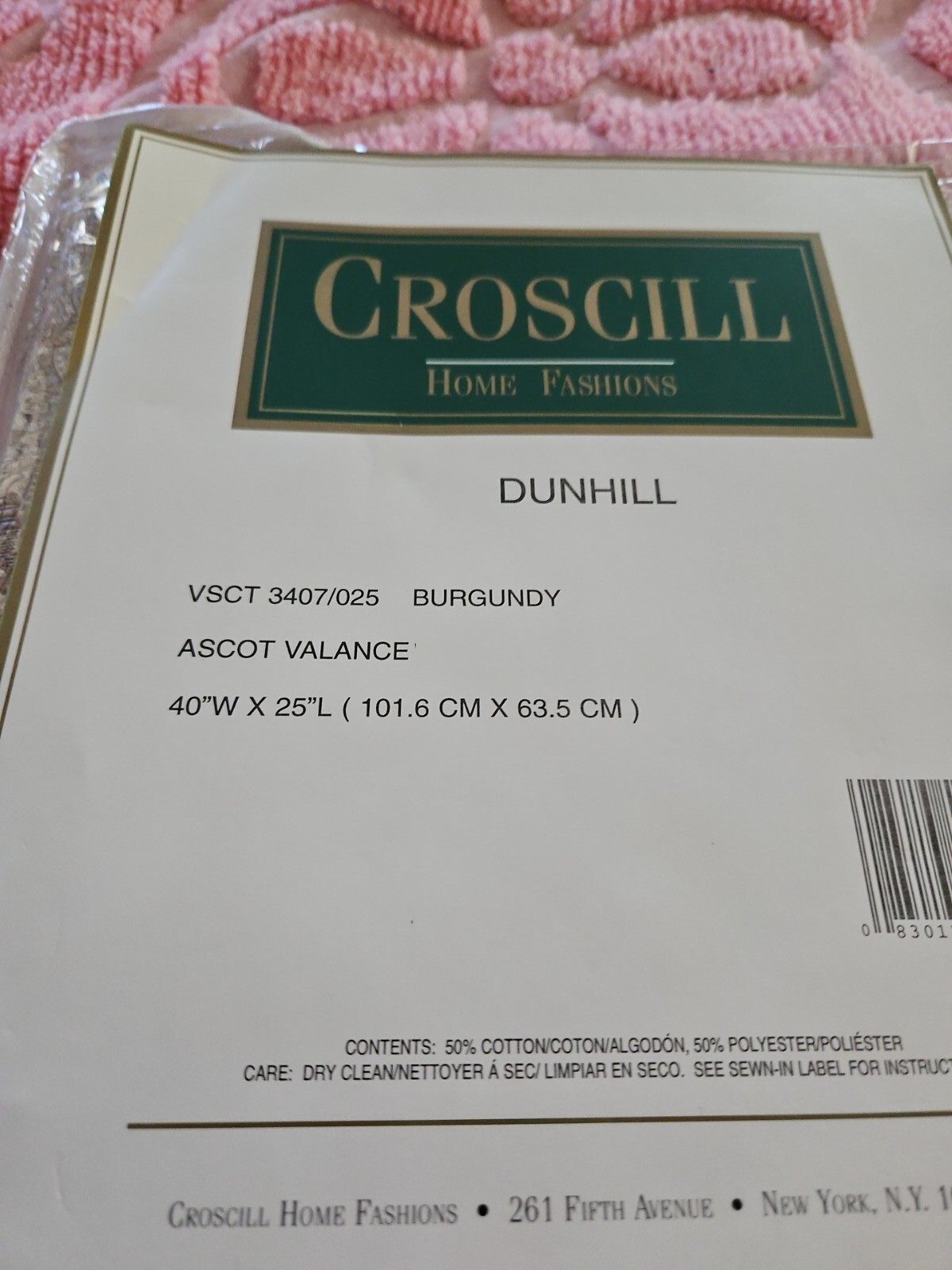 Croscill Ascot Single Valance With Tassel 40″ X 25″ New In Packet