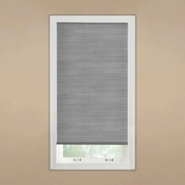 CUSTOM CUT Home Decorators Pewter 9/16 in. Cordless Blackout Cellular Shade