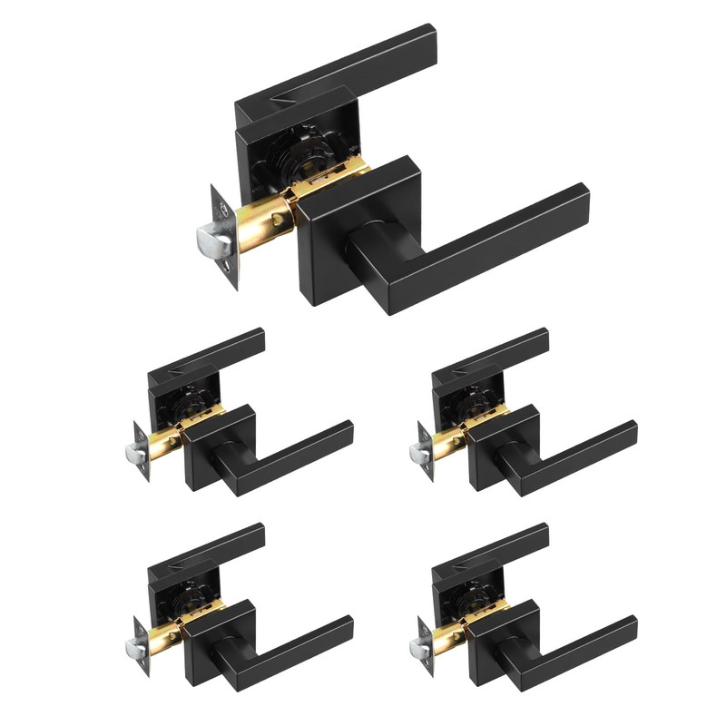 Vevor Passage Door Handle 5-Pack Matte Black Interior Door Lever Left Or Right