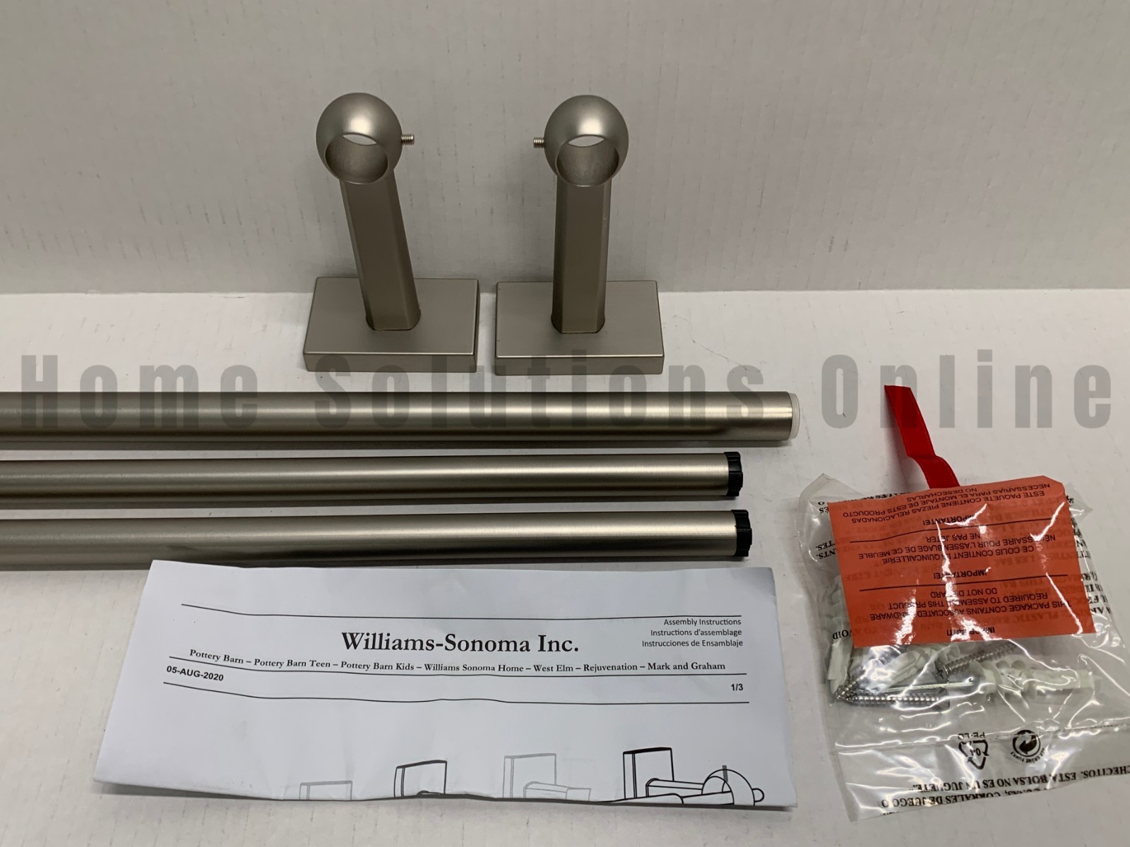 Pottery Barn Standard Curtain Rod Wall Bracket Pewter 0.75″ 28-48 #R6000 READ