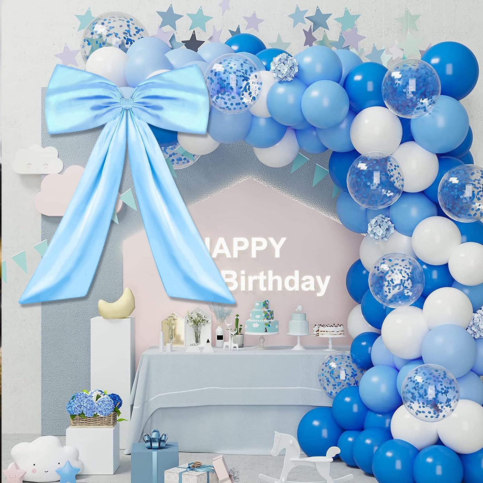 24×36 Inch Giant Sky Blue Bow Decor Big Wall Ribbon Coquette Backdrop