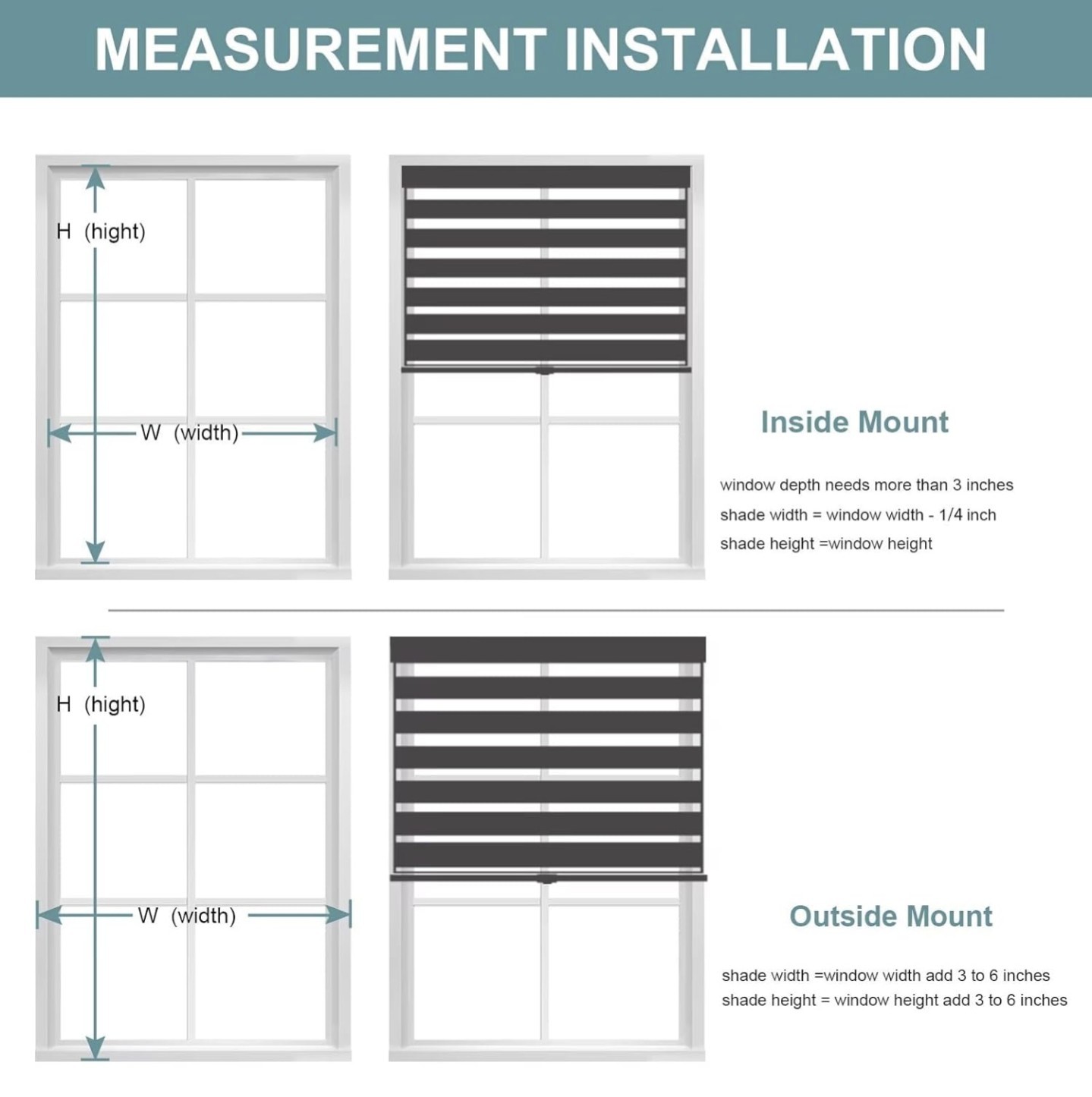 27×72 Zebra Roller Shades – Cordless Day/Night Light Filtering Blinds, Black