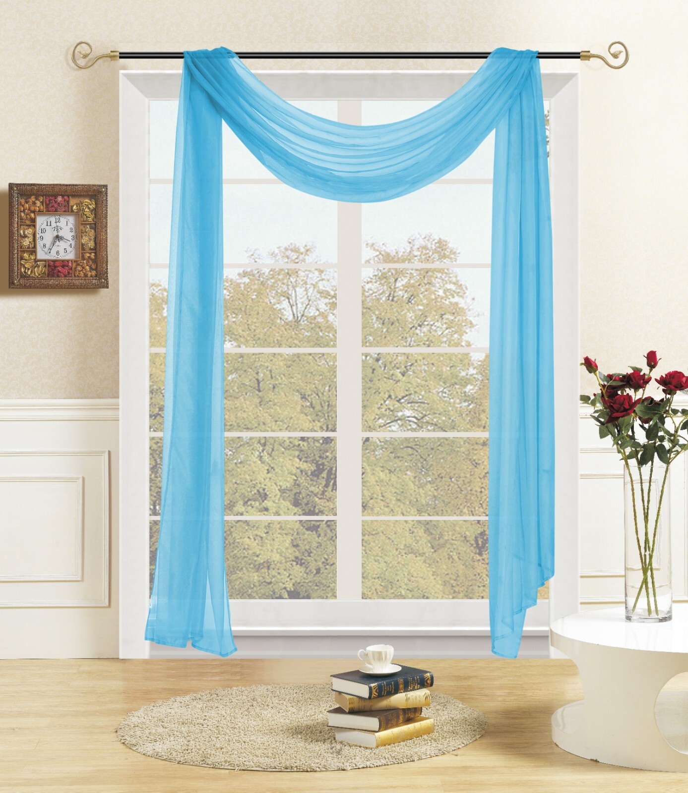 Lisa Sheer Window Scarf Drape Light Filtering Solid Color Single 54″x216″