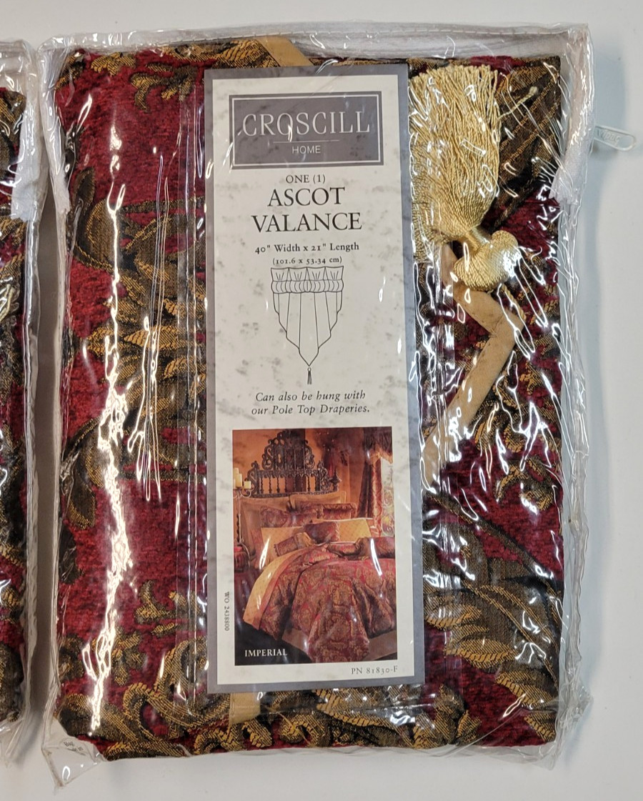 Croscill Imperial ( 1 ) Ascot Valance 40×21 Red w/ Gold Tassel PLS READ Multi