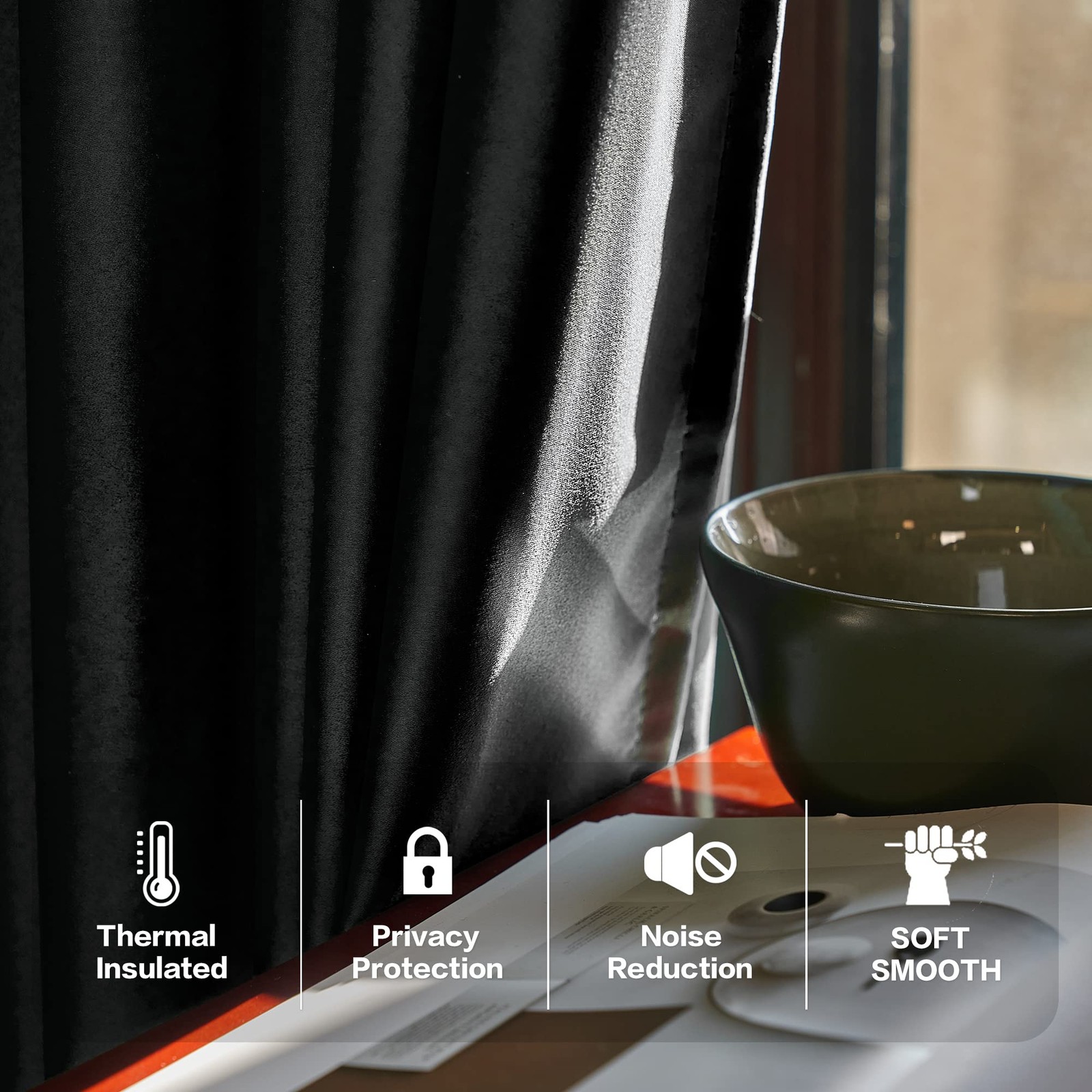 Huto Extra Wide Pinch Pleated Curtains Solid Thermal Insulated Room Darkening