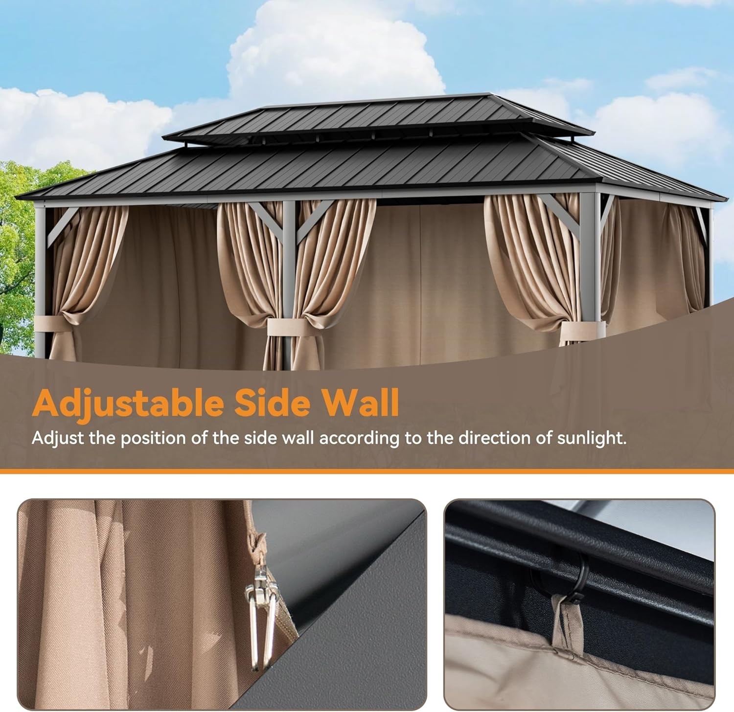 Universal 6-Panel Gazebo Privacy Curtains 12′ x 20′ – Waterproof & UV Protection