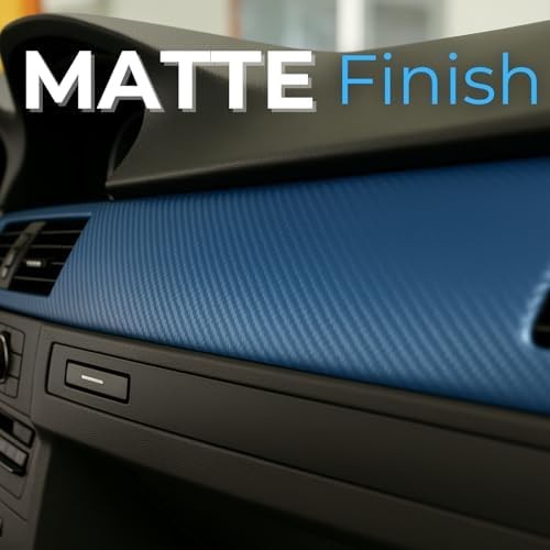 RockRose 3D Matte Navy Blue Carbon Fiber Vinyl Wrap – Self-Adhesive, Anti-Wrinkl