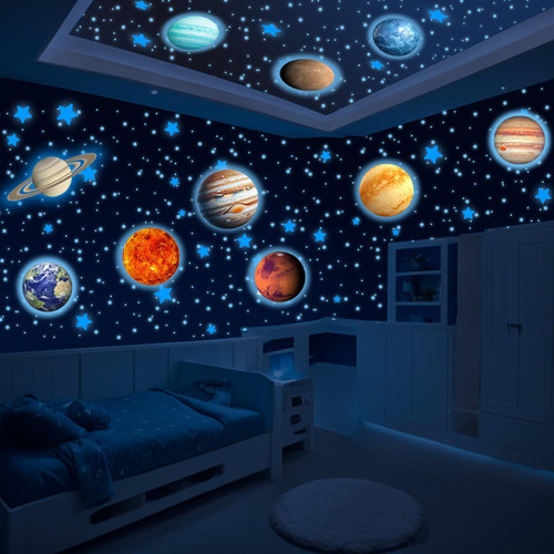 LUMOSX Glow in the Dark Stars and Planets – 534 pcs with Blue