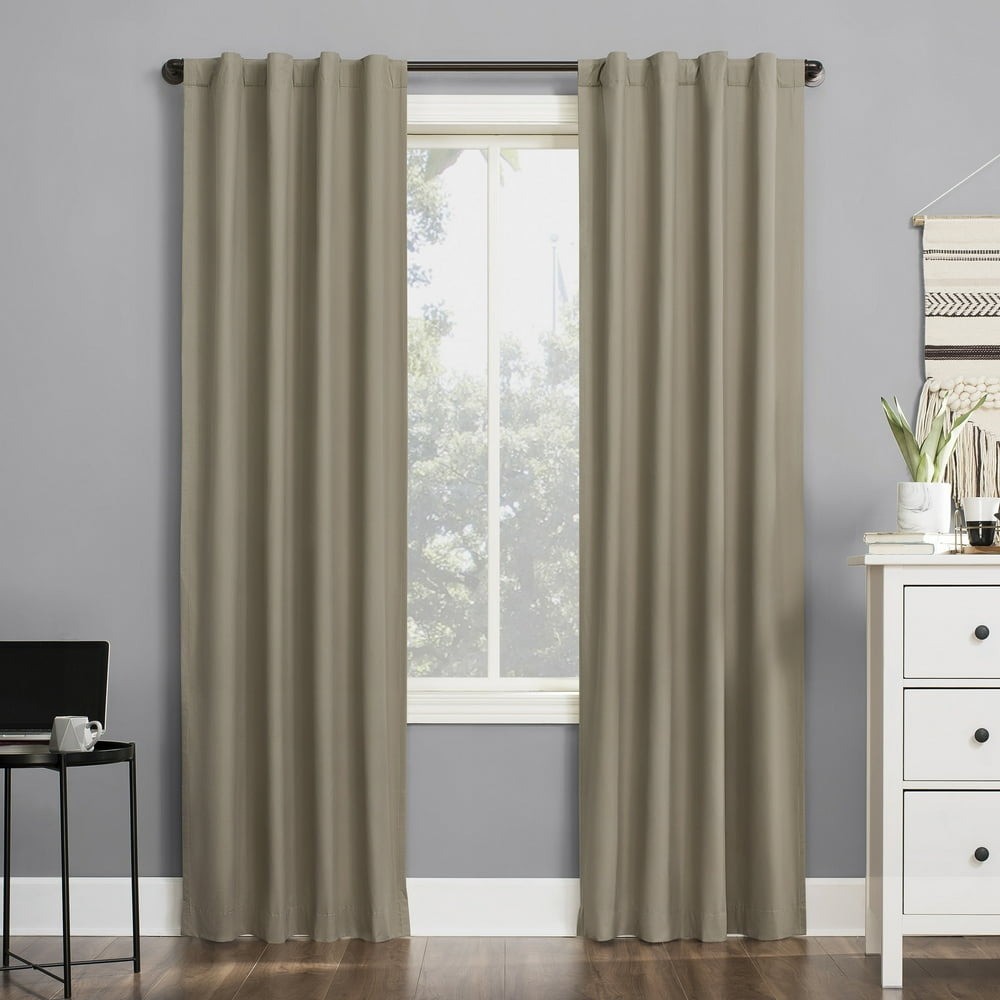 Sun Zero Cyrus Blackout Curtain Panel 40×84 Stone Rod Pocket Back Tab