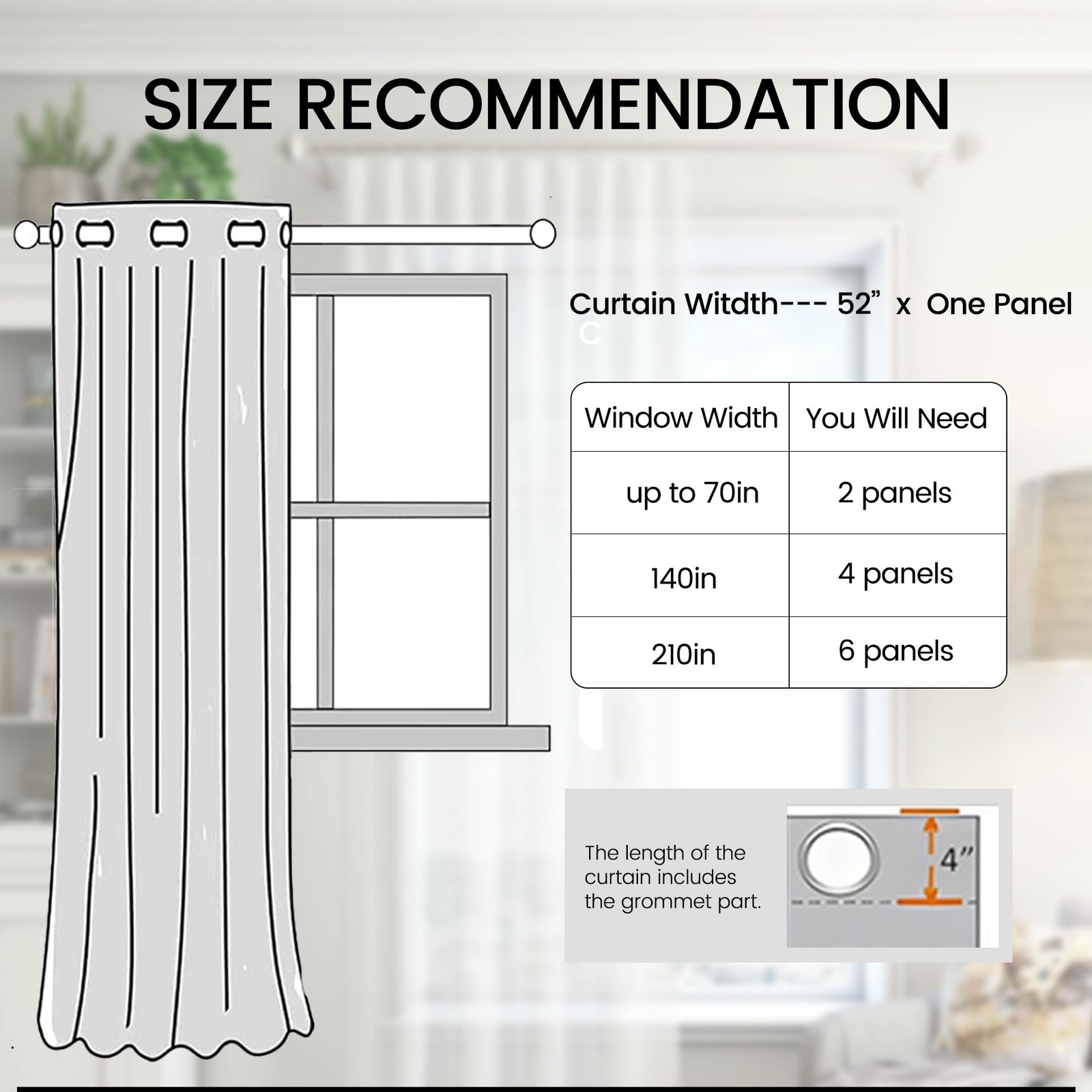 Extra Long Grommet Blackout Curtain, Room Darkening High Ceiling Two Story Cu…