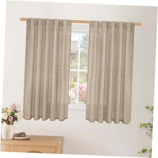 Short Oatmeal Curtains 54 Inch Length for 42″W x 54″L (Pack of 2) Dark Oatmeal