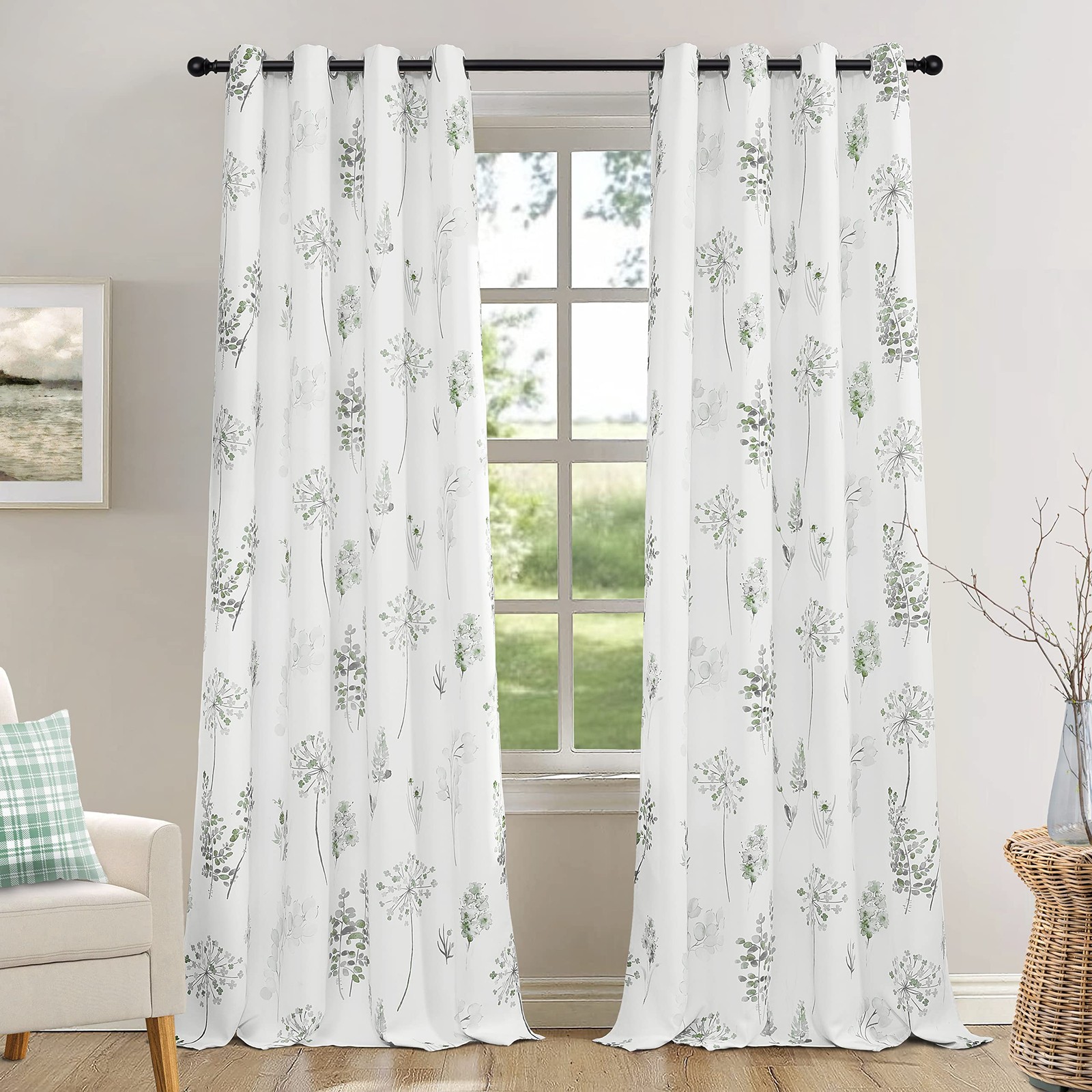 XTMYI Sage Green Curtains 102″ Long Living Room, 80% Blackout Room Darkening
