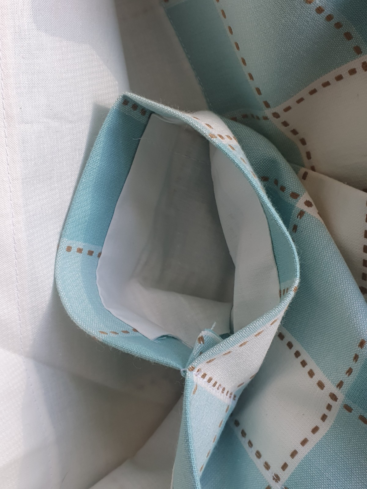 2 Window Rod Pocket Valance Aqua White Plaid Check Crisp Contemporary 44 x 12″